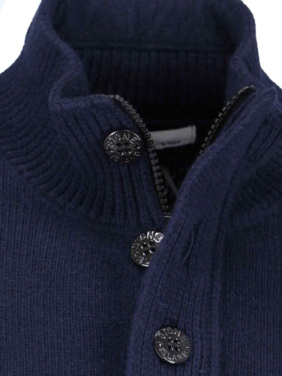 Shop Stone Island Logo Turtleneck Cardigan