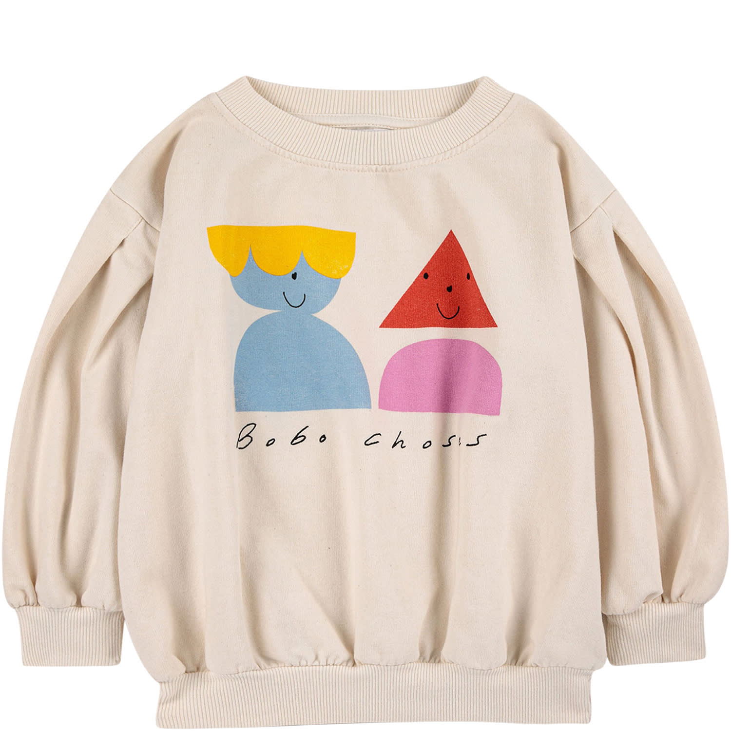 BOBO CHOSES IVORY SWEATSHIRT FOR GIRL WITH MULTICOLOR PRINT