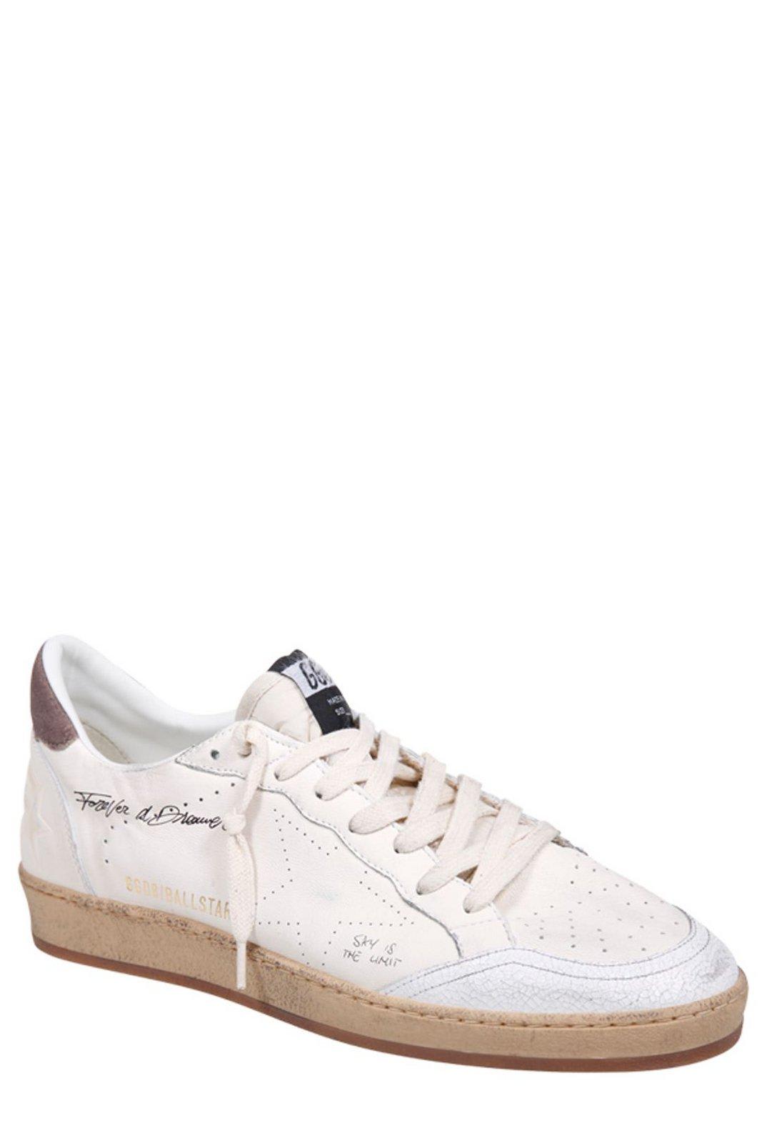 Shop Golden Goose Ballstar Low-top Sneakers In White/cinder