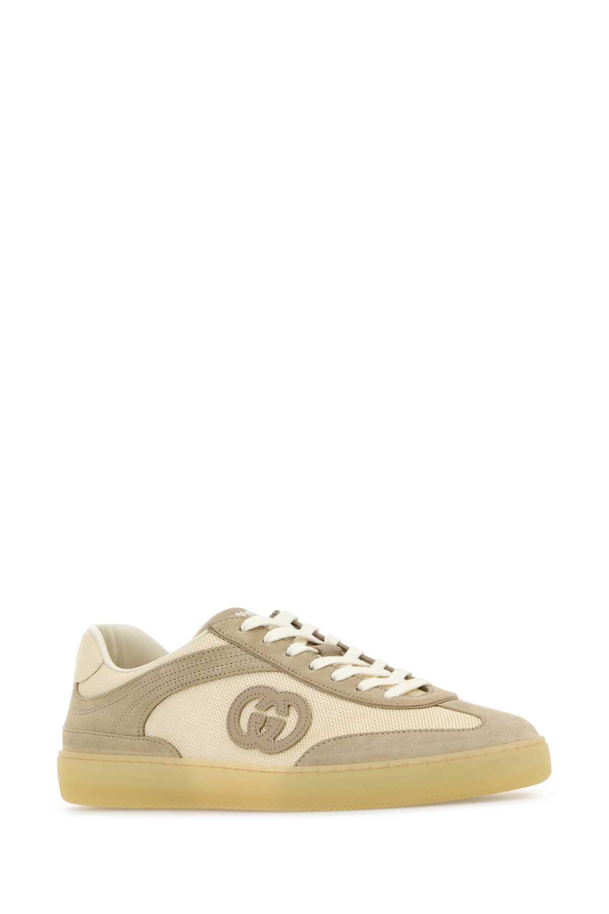 Gucci Dual-tone Mesh And Suede Sneakers In White
