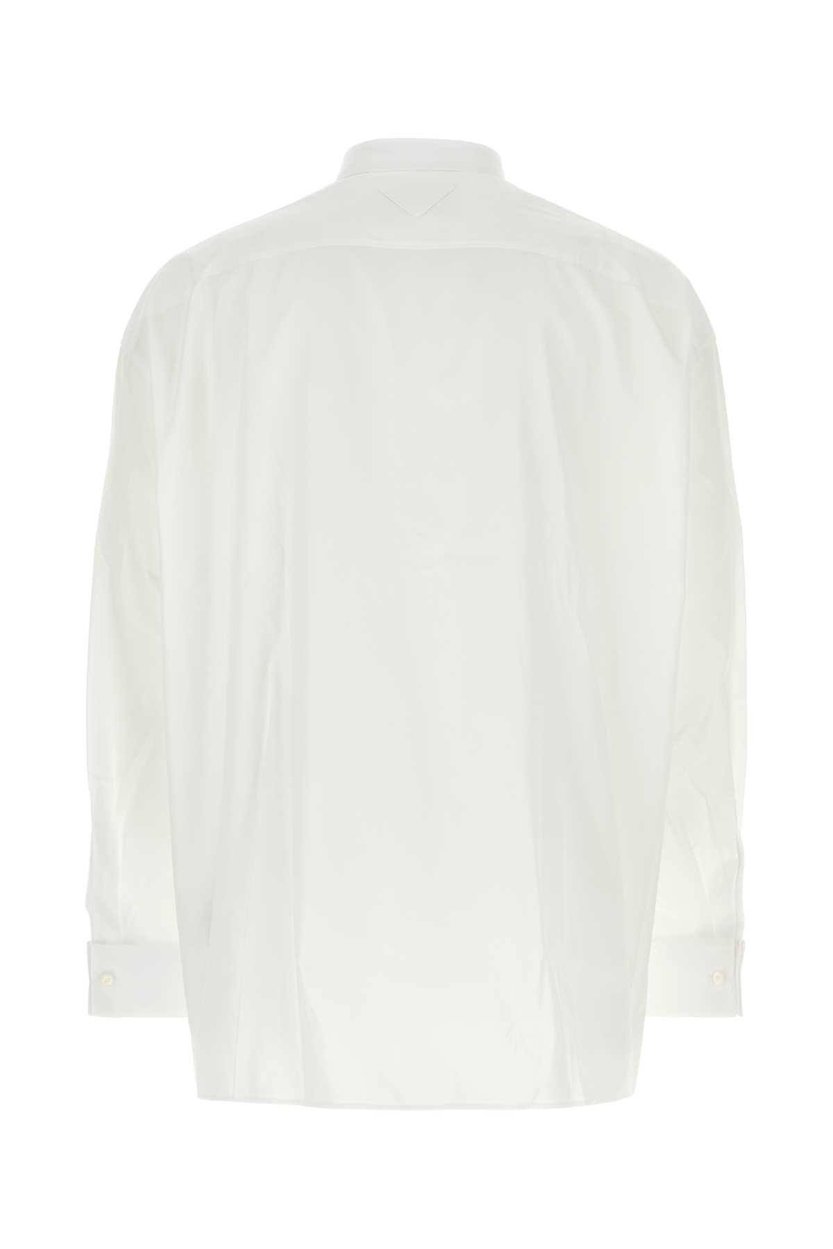 Prada White Poplin Shirt In Bianco