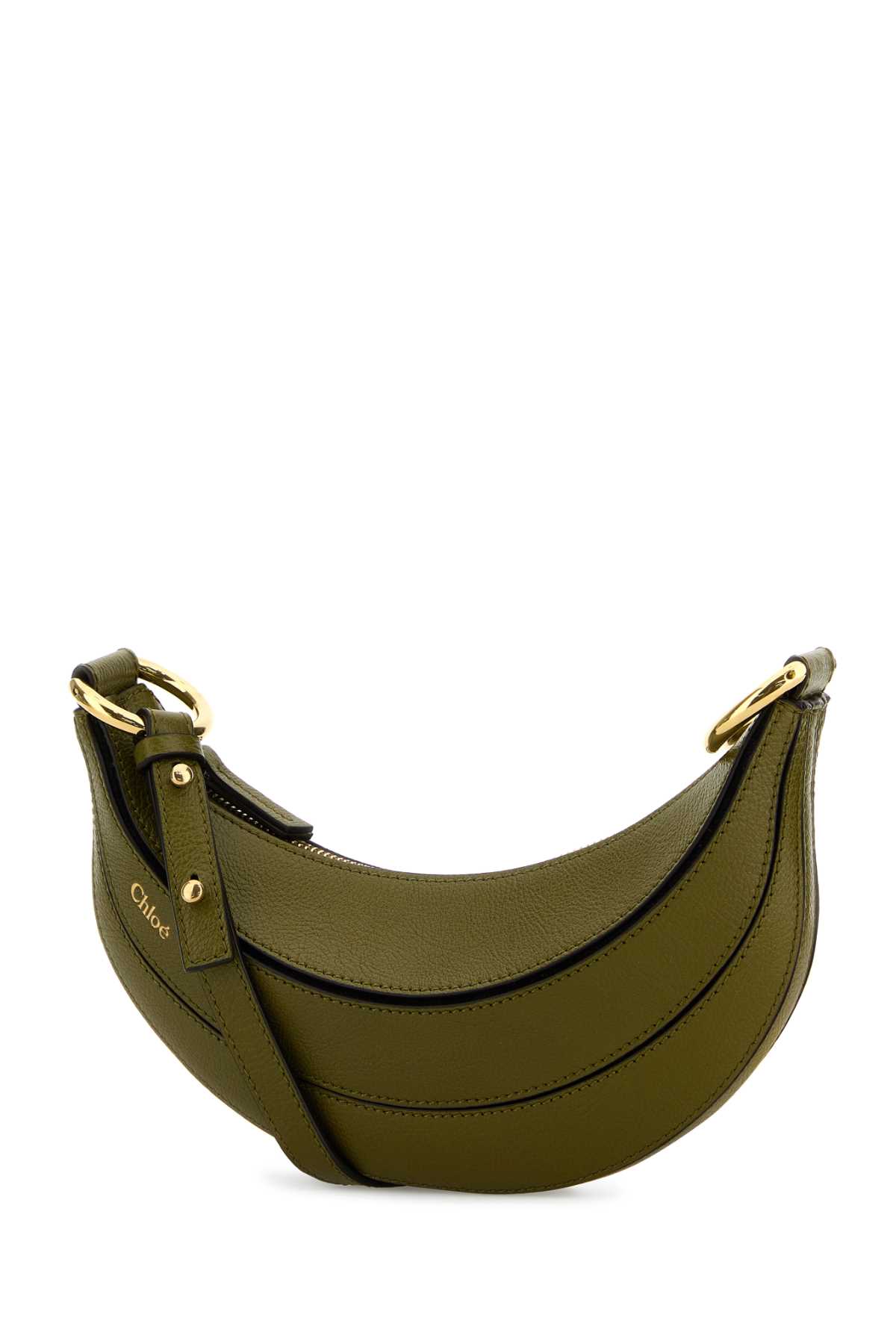 Shop Chloé Khaki Leather Banana Crossbody Bag In Sweetkhaki