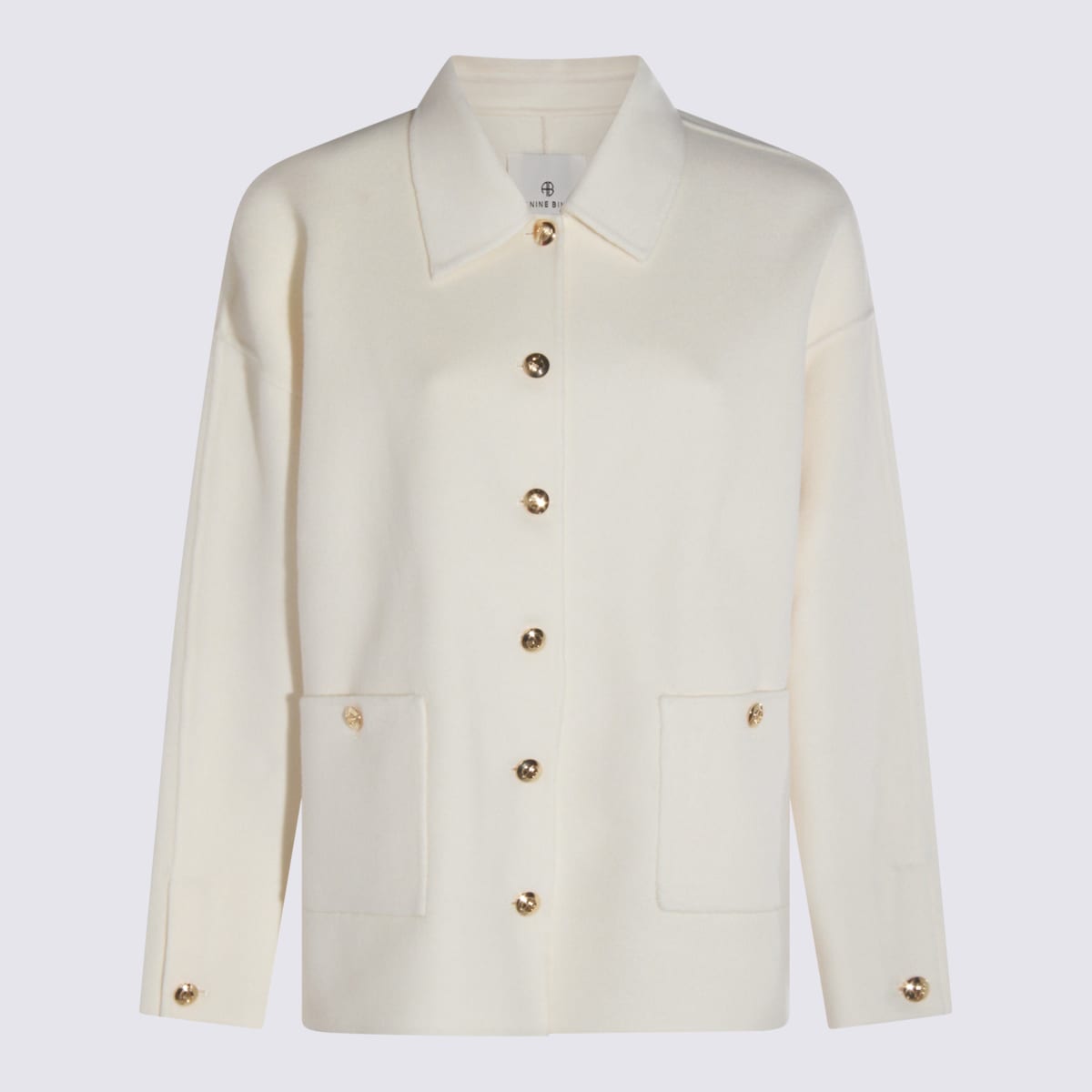 Anine Bing Wool And Cashmere Jacket With Long Sleeves In White