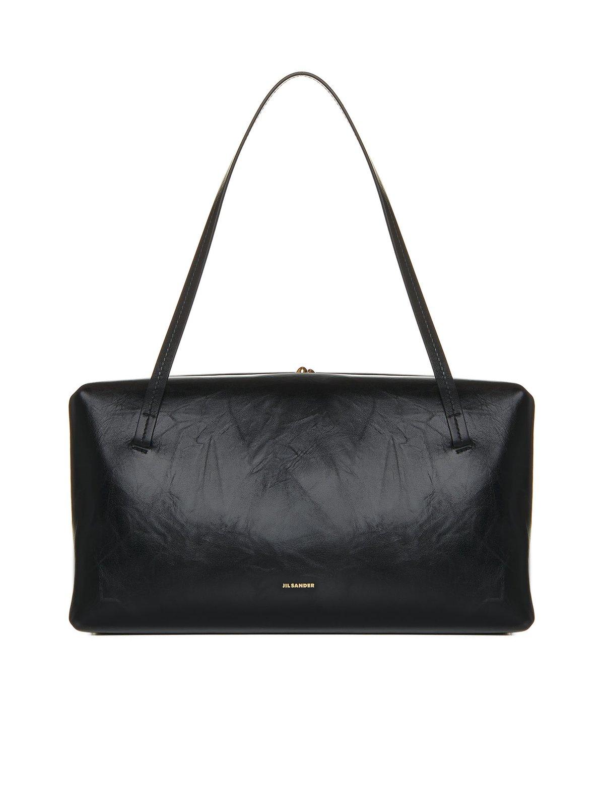 Jil Sander Large Goji Pillow Black Leather Bag In Black