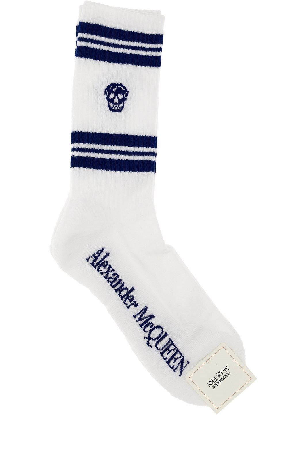 Alexander McQueen Logo Skull Intarsia Crew Socks