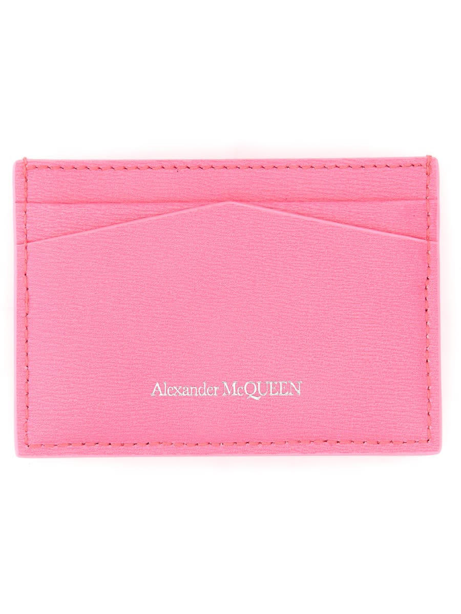 Shop Alexander Mcqueen Card Holder With Skull In Pink