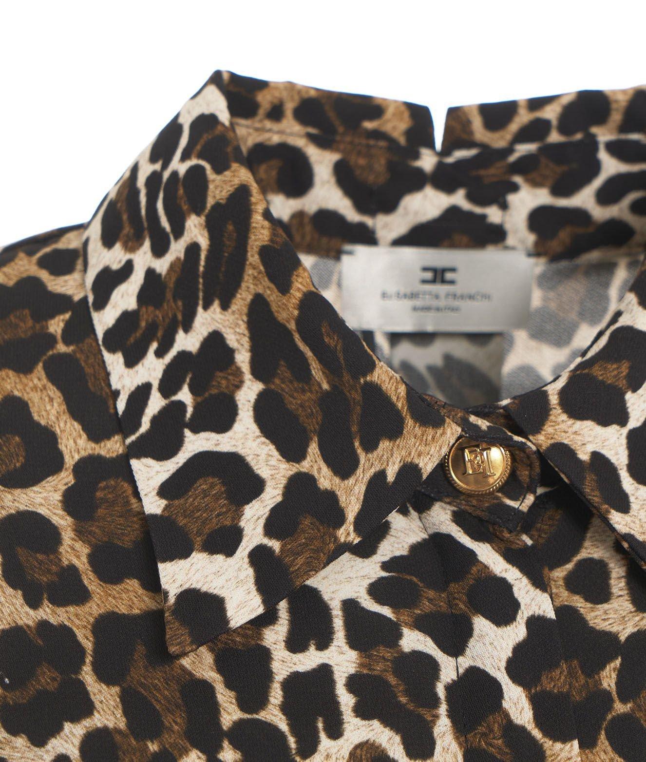 Shop Elisabetta Franchi Ribbon Cuffs Animalier Printed Georgette Blouse