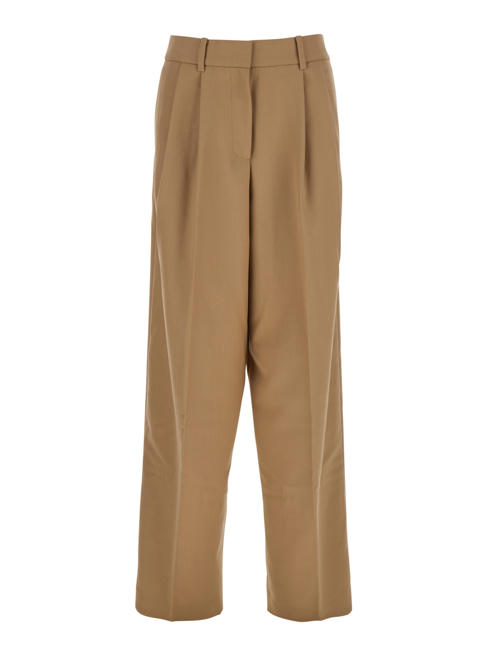 Beige Tailored Pants With Pleated Details In Virgin Wool Blend Woman