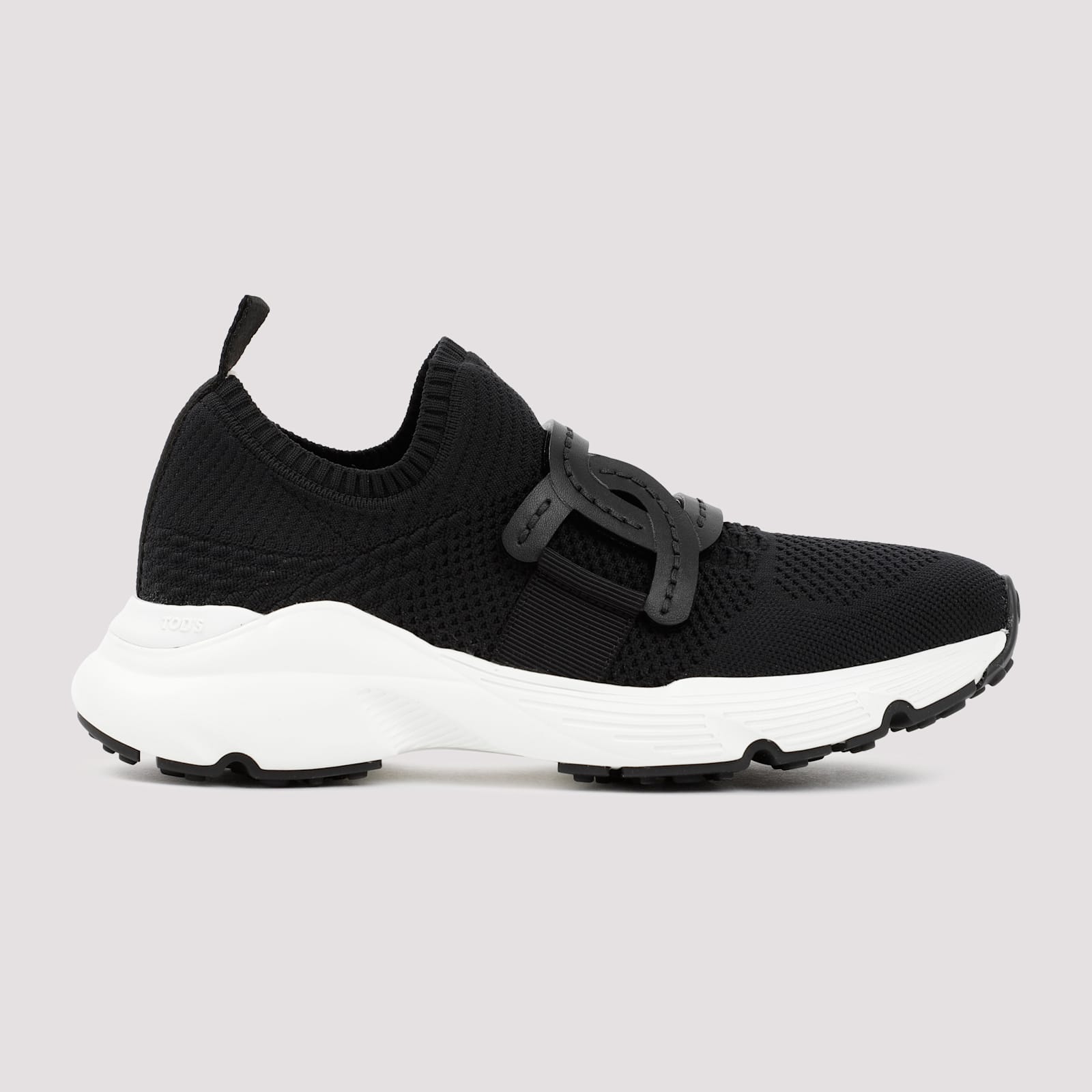 Tod's Knitted Chain-link Sneakers Leather Detailing In Black