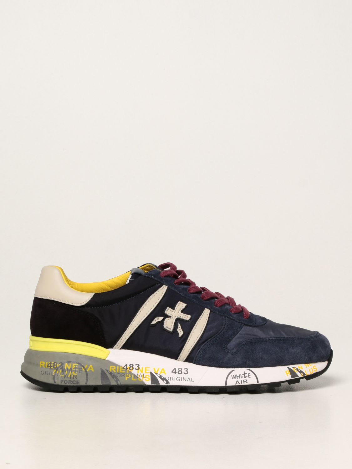 Premiata Sneakers Lander Sneakers In Nylon And Suede In Blue | ModeSens