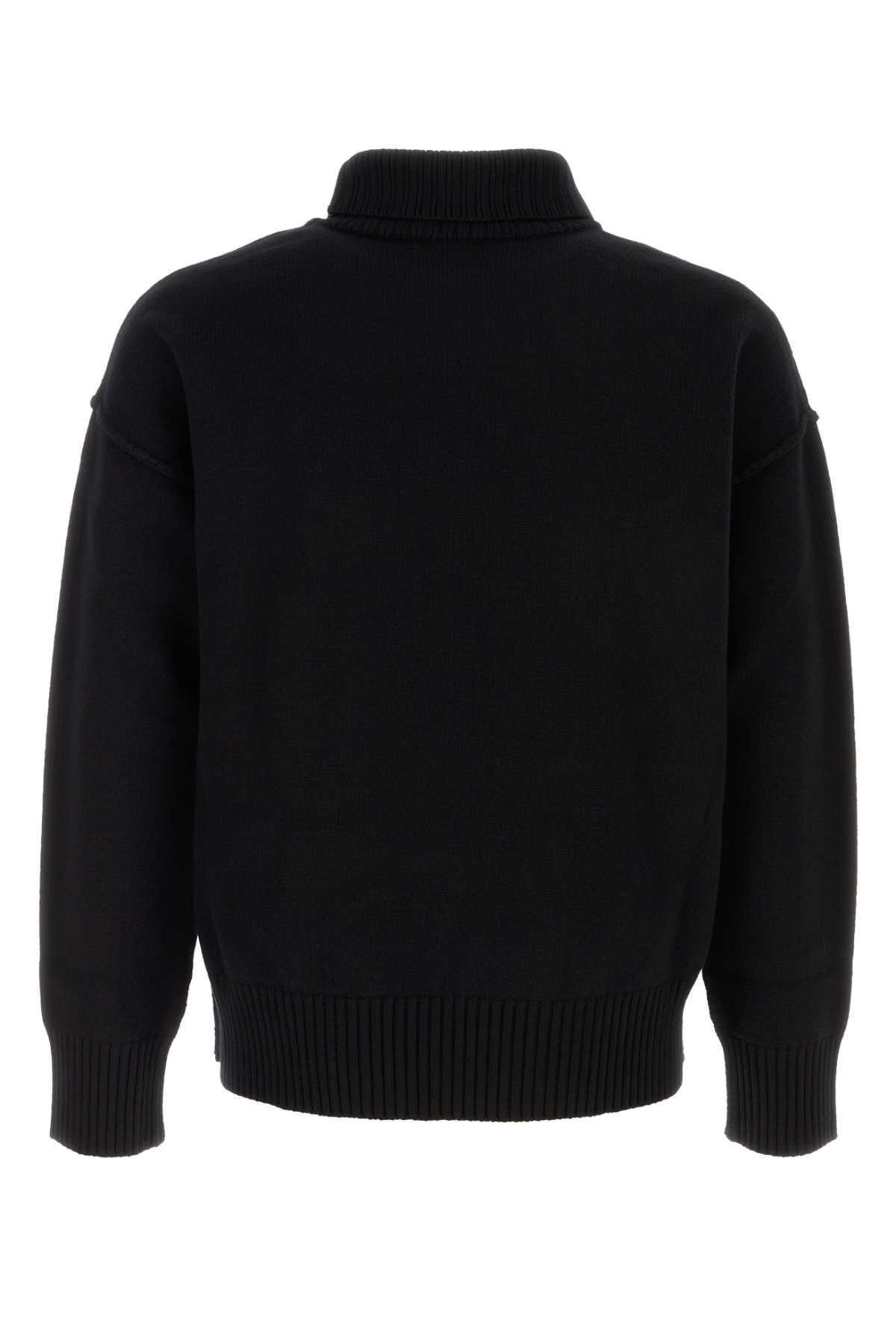 Ami Alexandre Mattiussi Ami Paris Funnel-neck Sweater With Heart Intarsia Design In Black