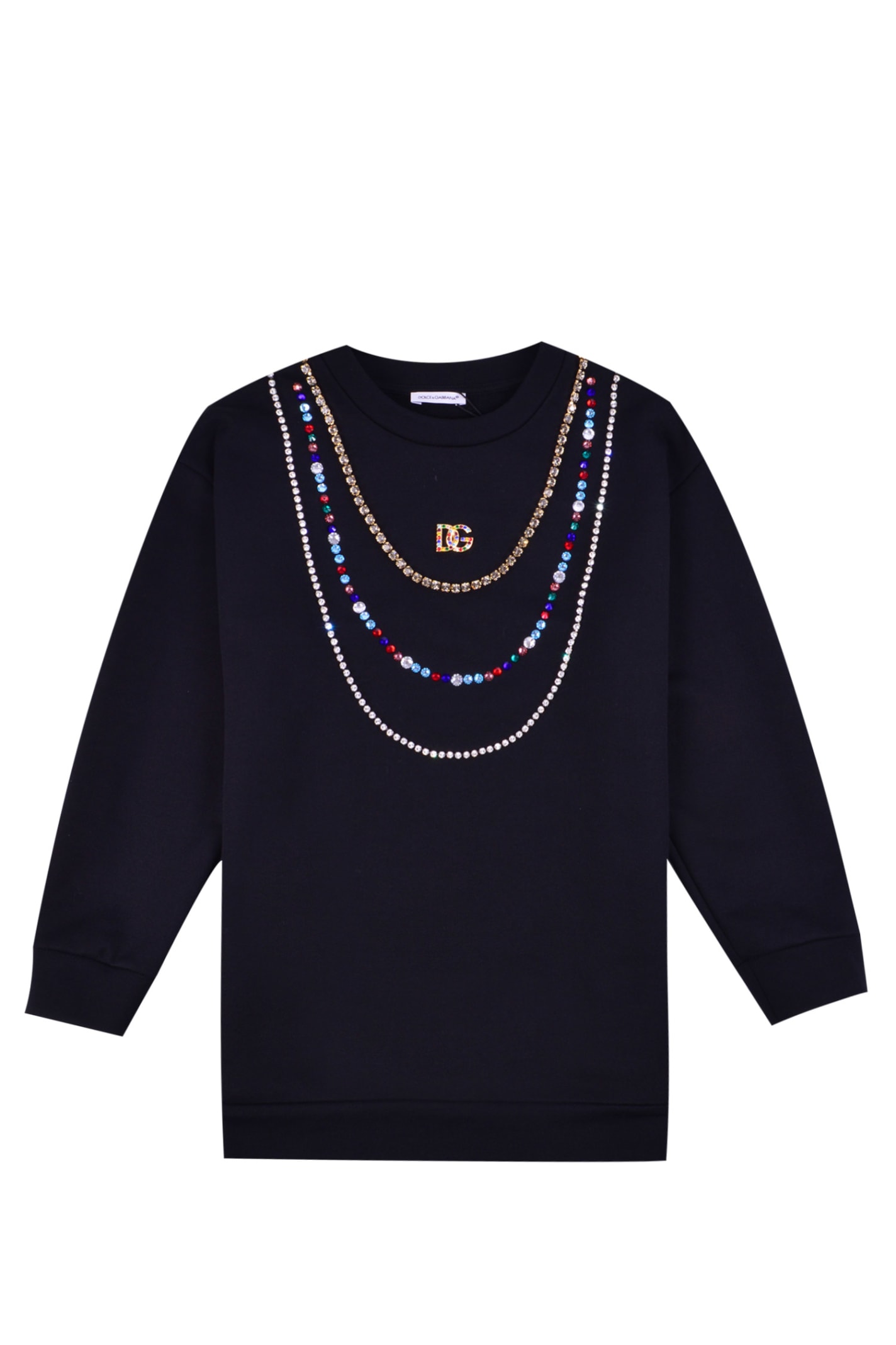 Dolce & Gabbana Jersey Dress With Bejeweled Appliqués