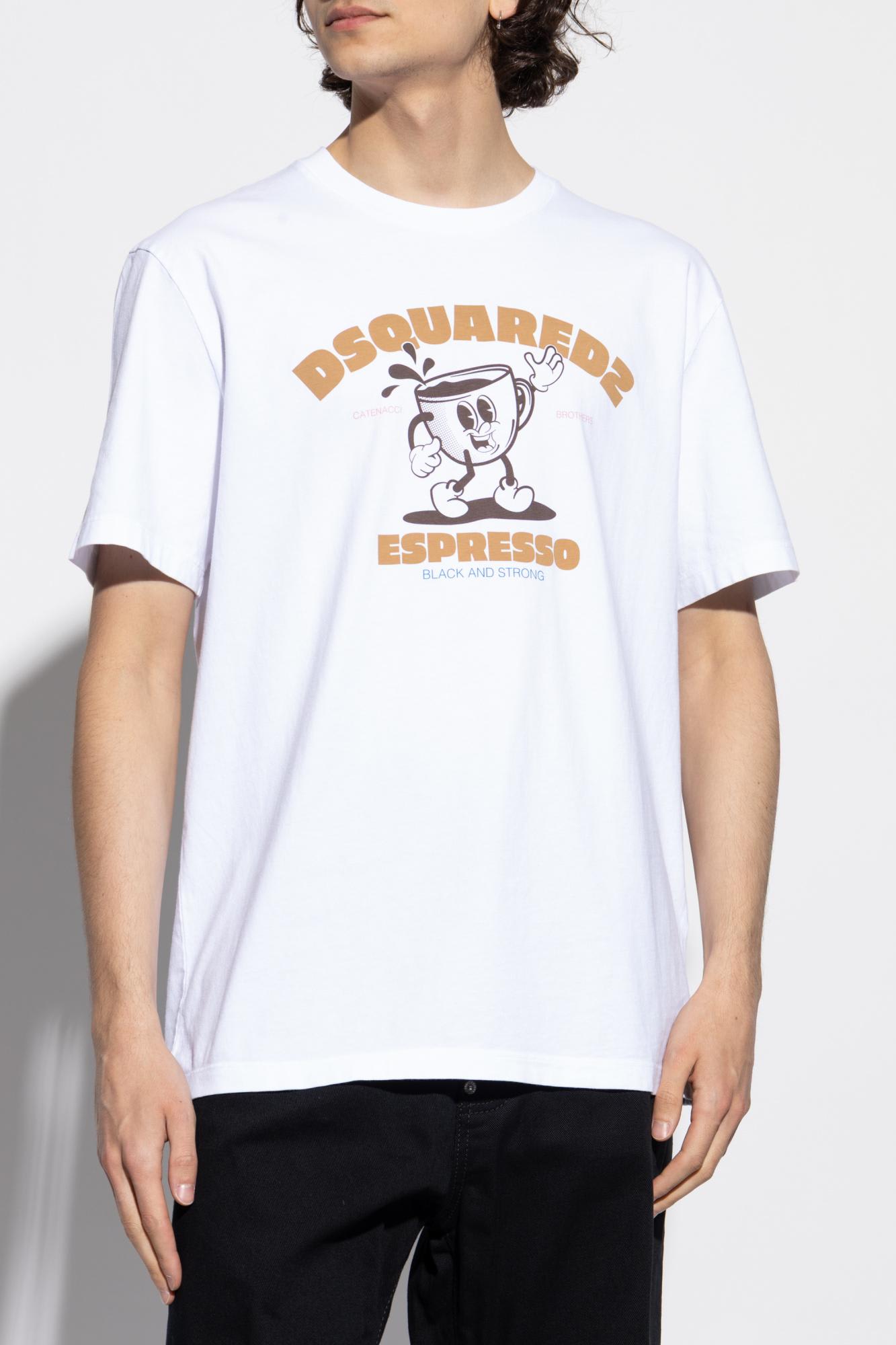 Dsquared2 Playful Graphic Print Cotton T-shirt In White