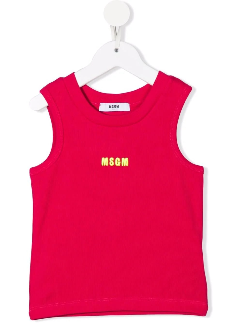 MSGM Kids Fuchsia Ribbed Top With Embroidered Micro Logo