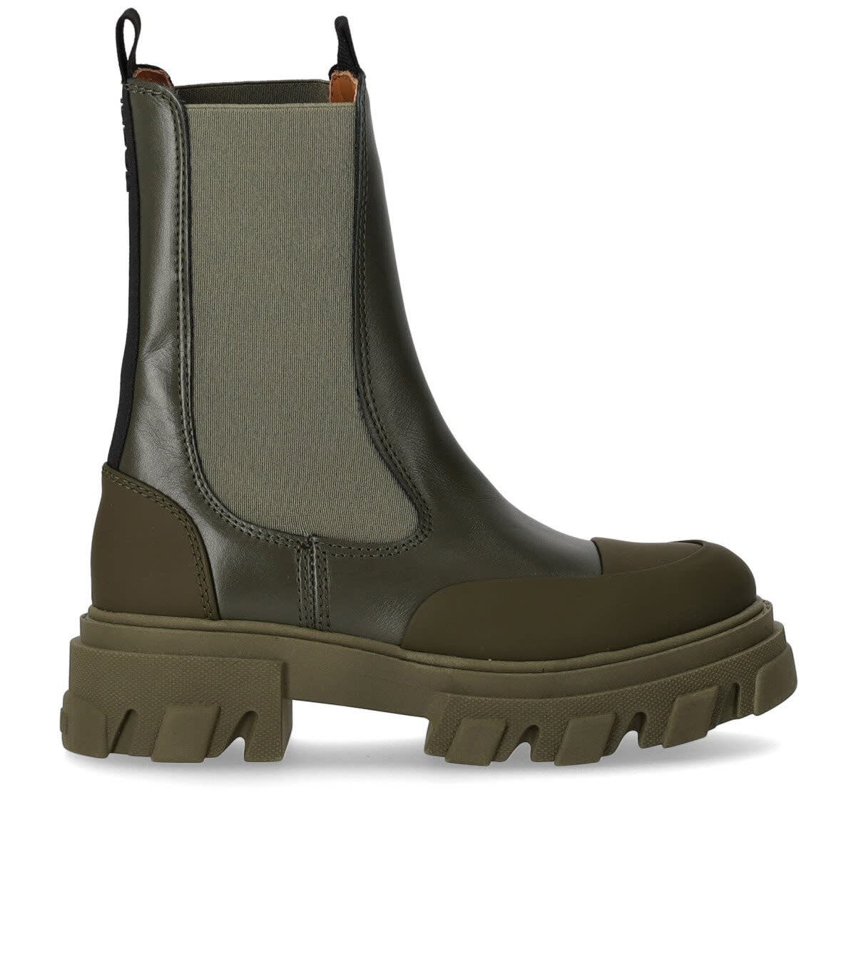 Ganni Mid Chelsea Tonal Stiefel -  - Leder - Khaki In Green