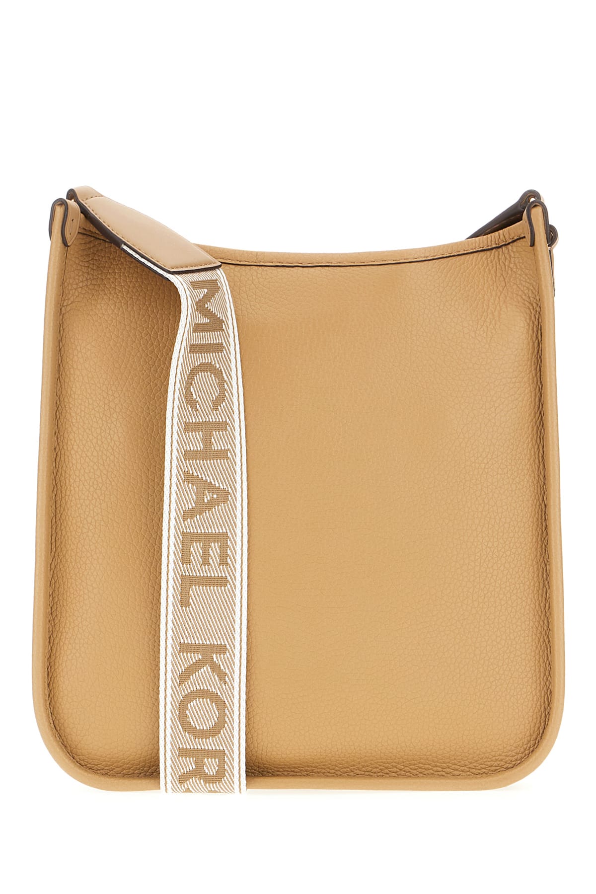 Shop Michael Kors Cappuccino Leather Raven Crossbody Bag In Camel