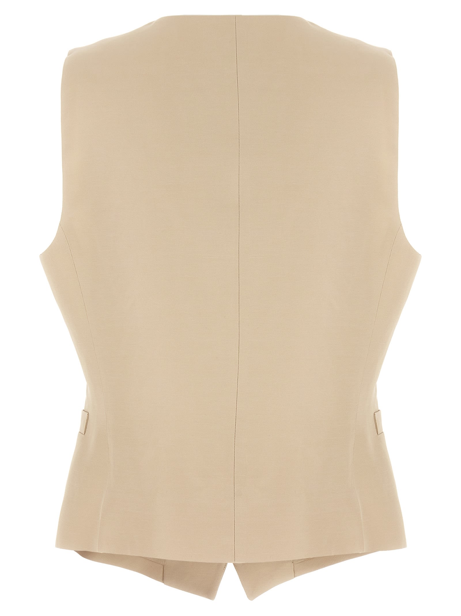 Alberto Biani Linen Viscose Vest In Beige