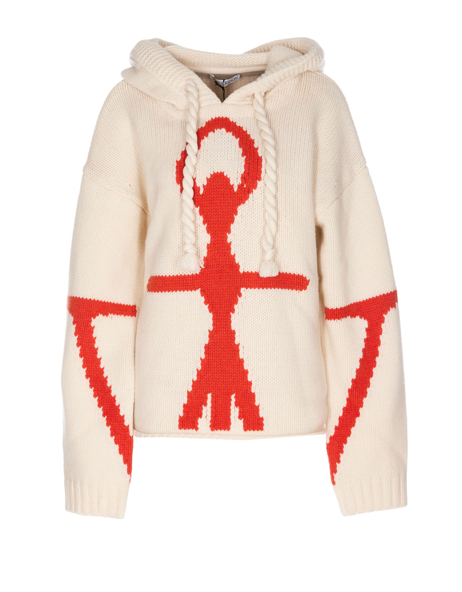 Jw Anderson Anchor Logo Merino Hoodie In White