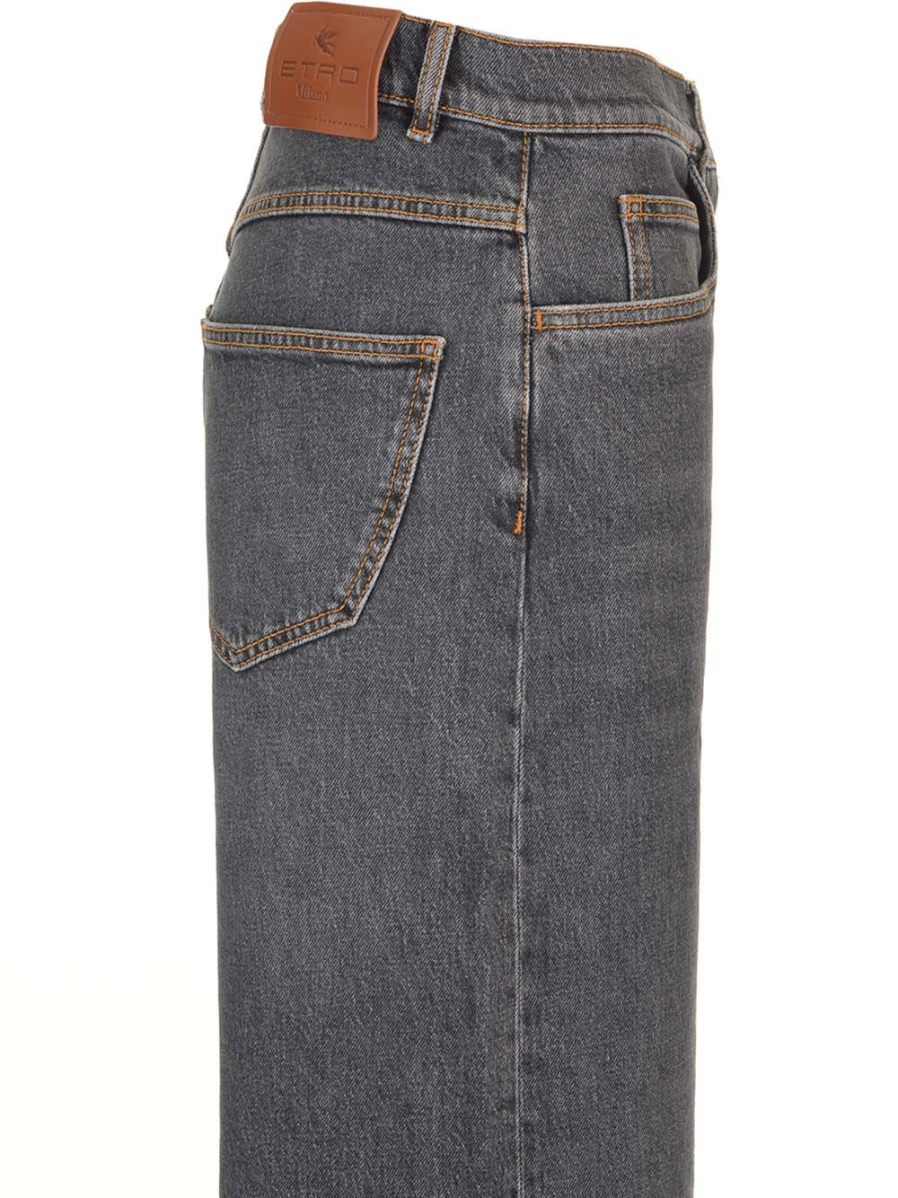 Shop Etro Wide Leg Jeans In Grey