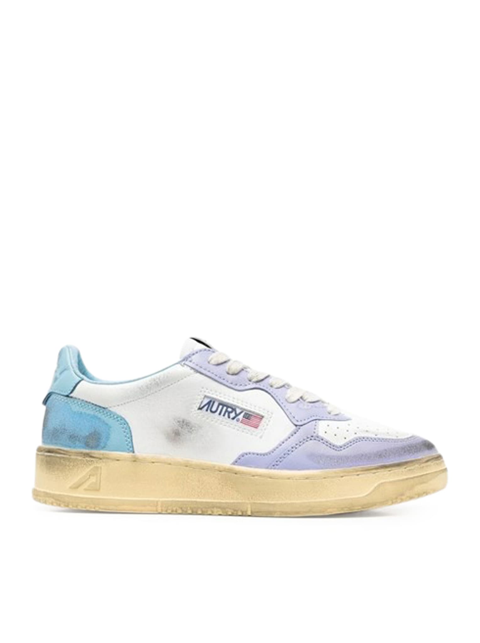 Autry Sup Vint Low Sneakers In White Lav Azr