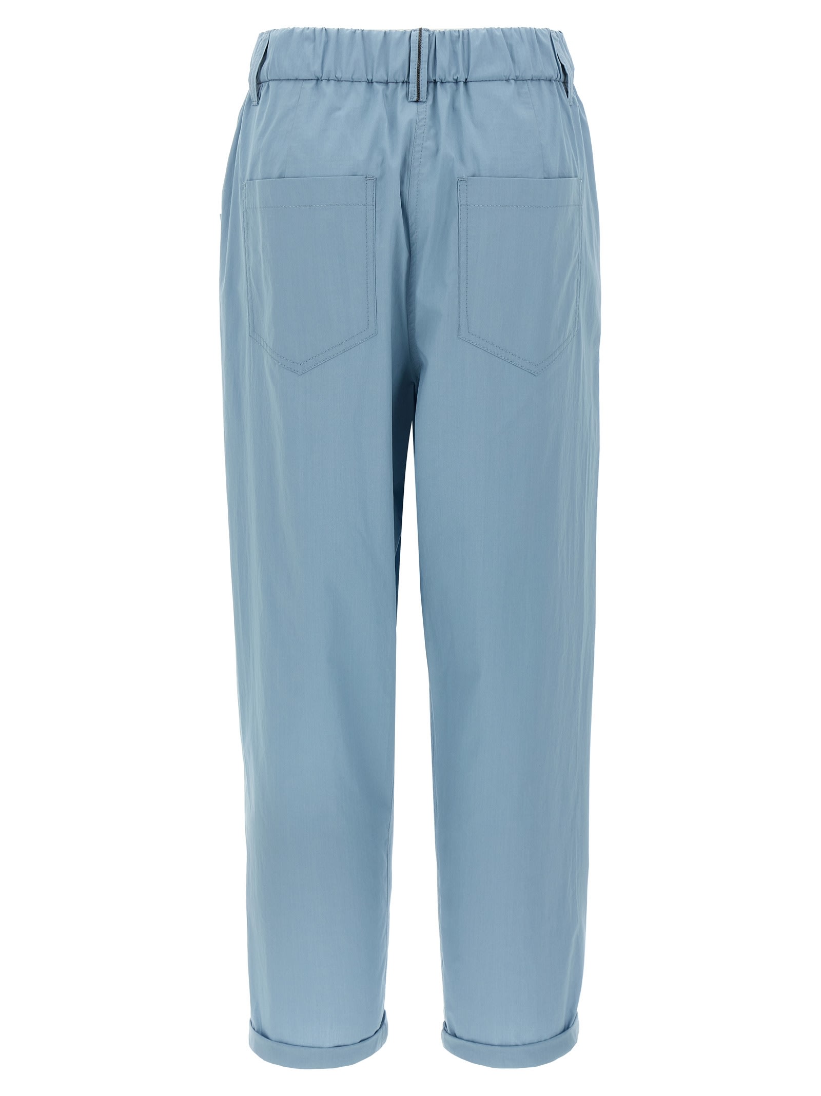 Brunello Cucinelli Pleat Pants With Front Pincers In Light Blue