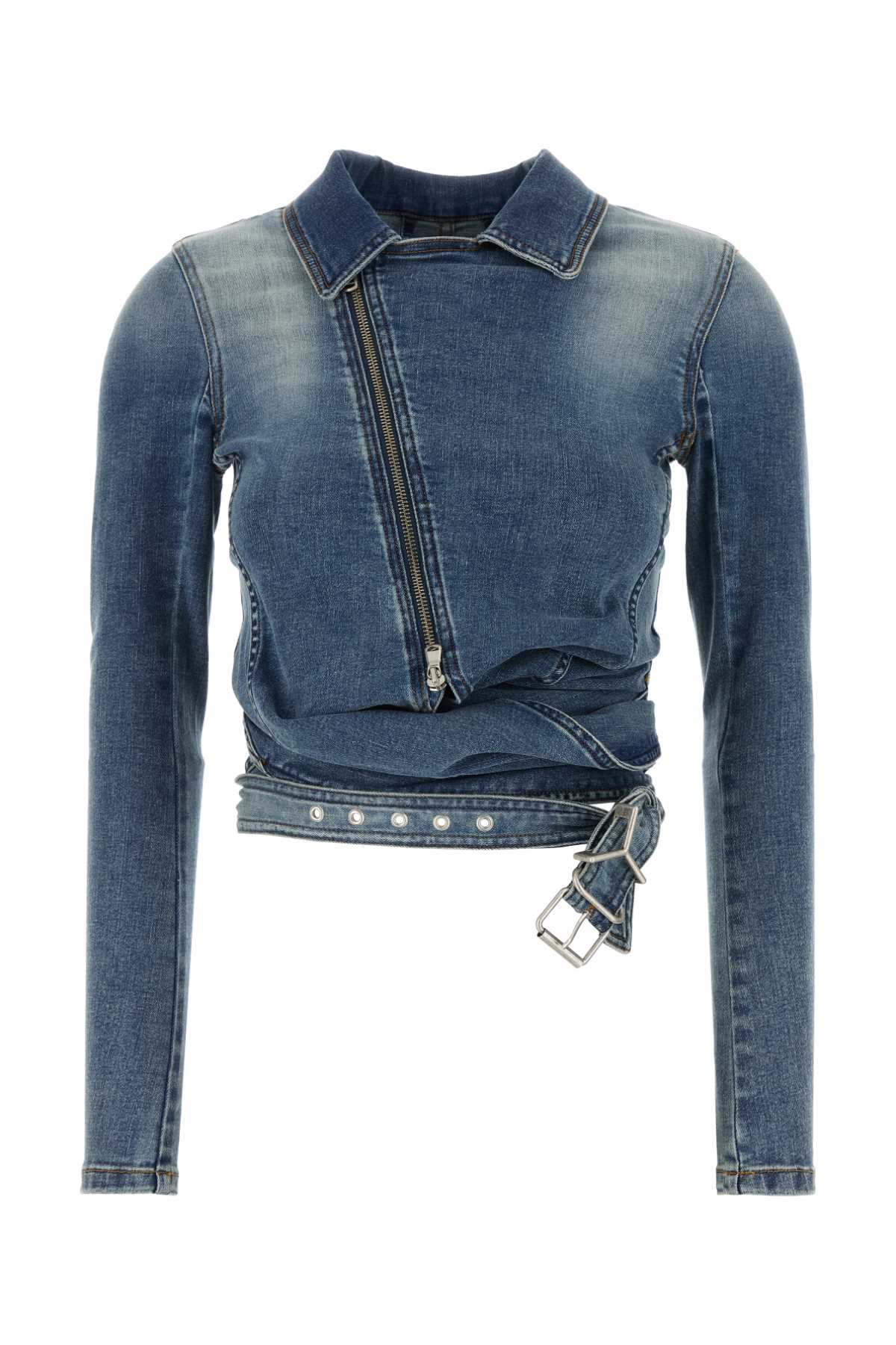 Y/project Stretch Denim Jacket In Fadedblue