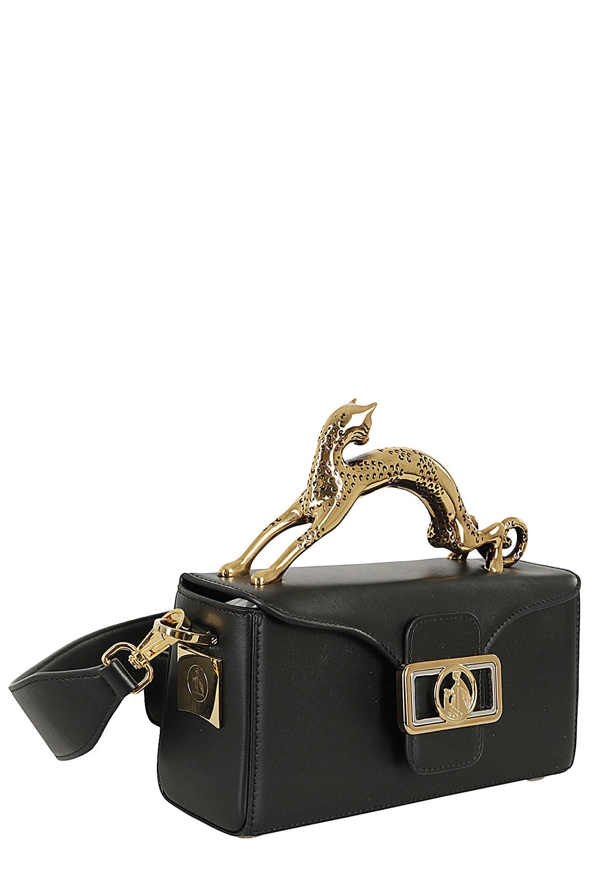 Shop Lanvin Pencil Cat Nano Top Handle Bag In Black