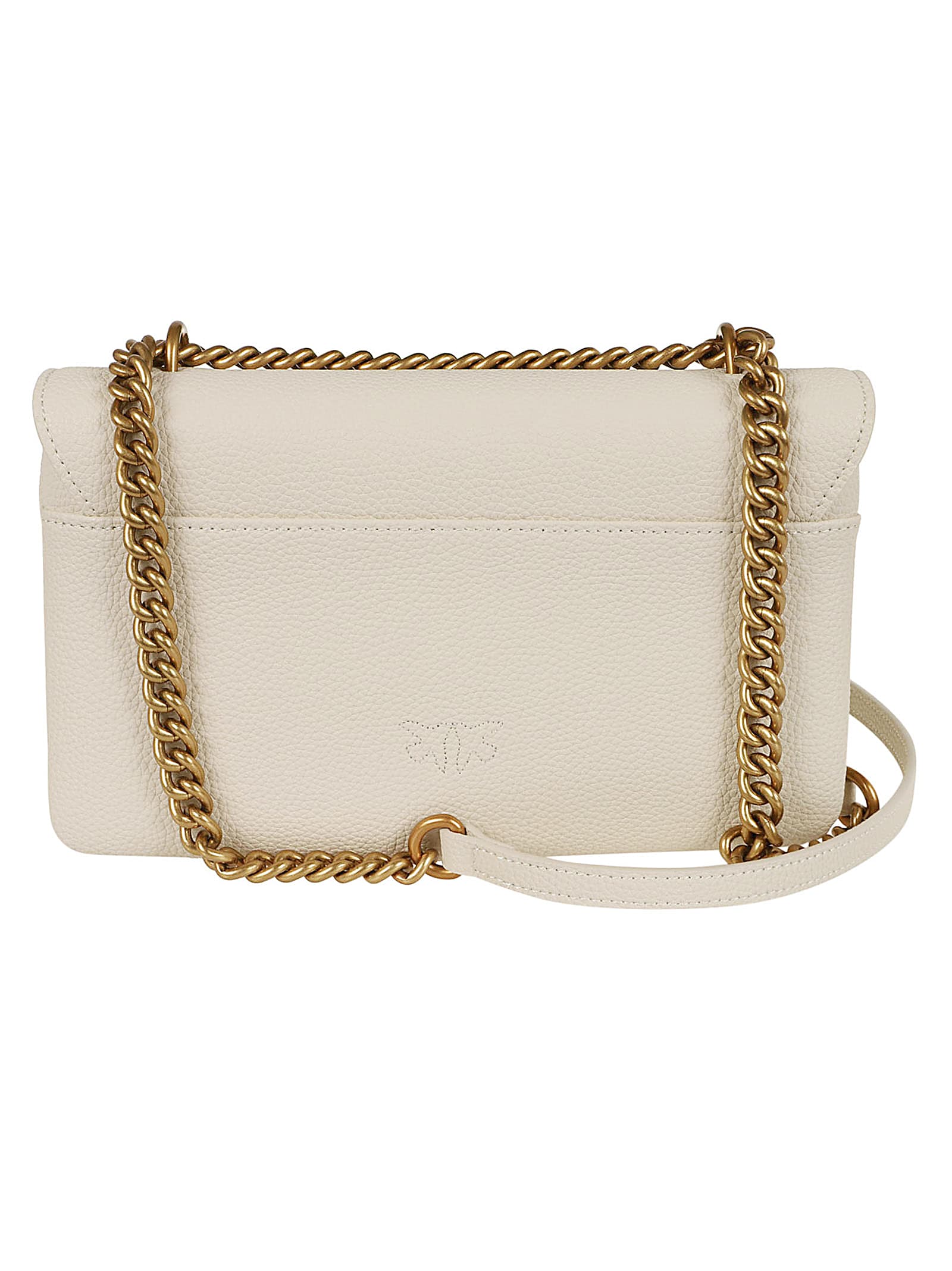 Shop Pinko Love One Soft Mini Pelle Botta In Q Bianco Seta Antique Gold