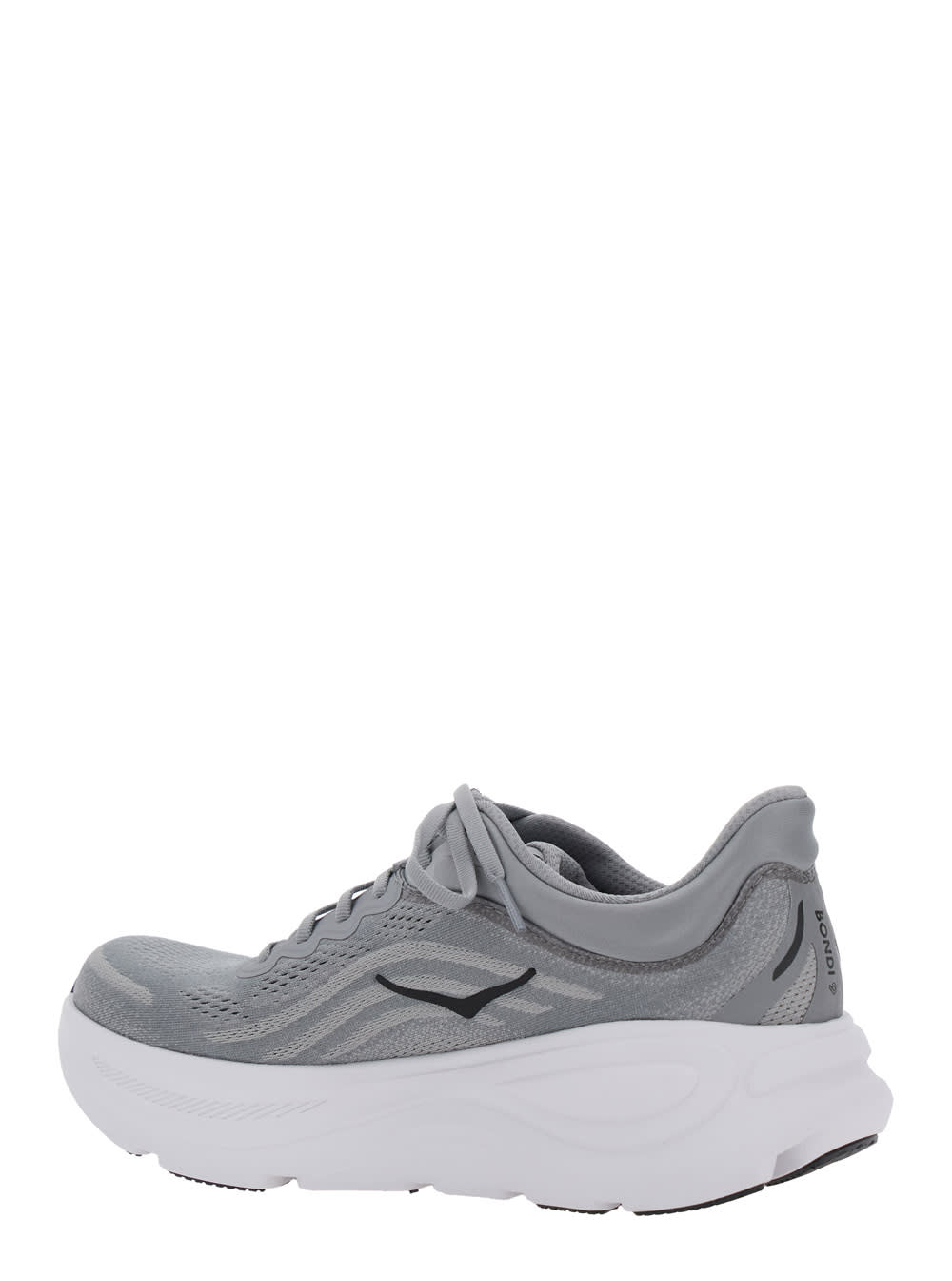 Hoka Bondi 9 Grey Low Top Sneakers With Maxi Logo Lettering On The Side In Tech Fabric Unisex In Gray