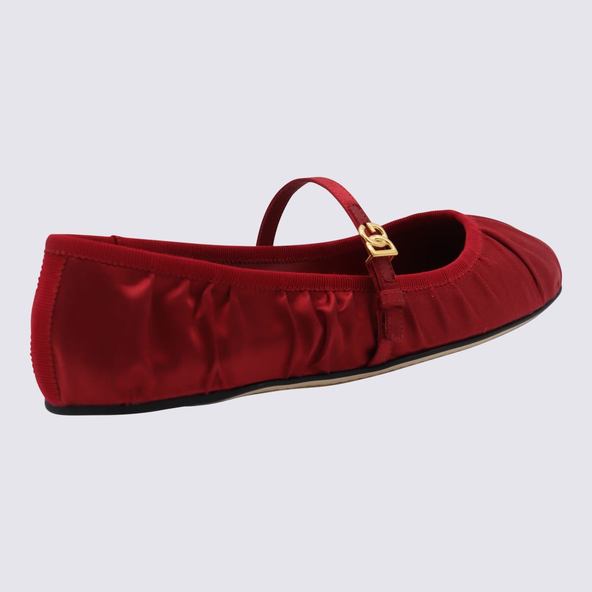 Dolce & Gabbana Satin Ballet Flats In Red