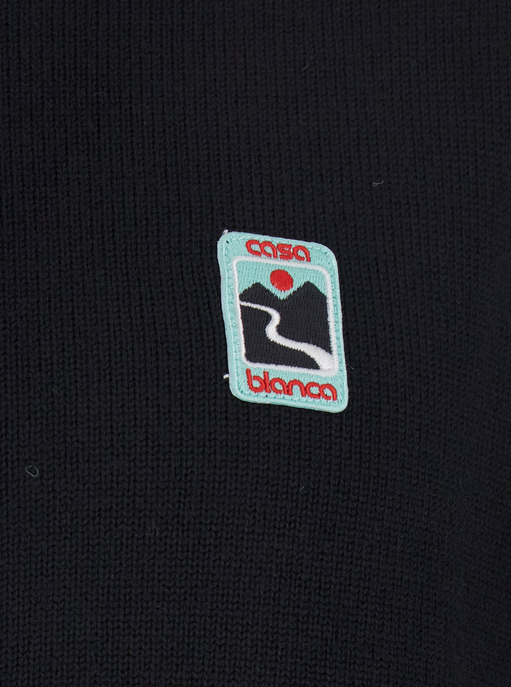 Casablanca Men Black High Neck Sweatshirt With Logo Patch On The Front In Wool Man In Black