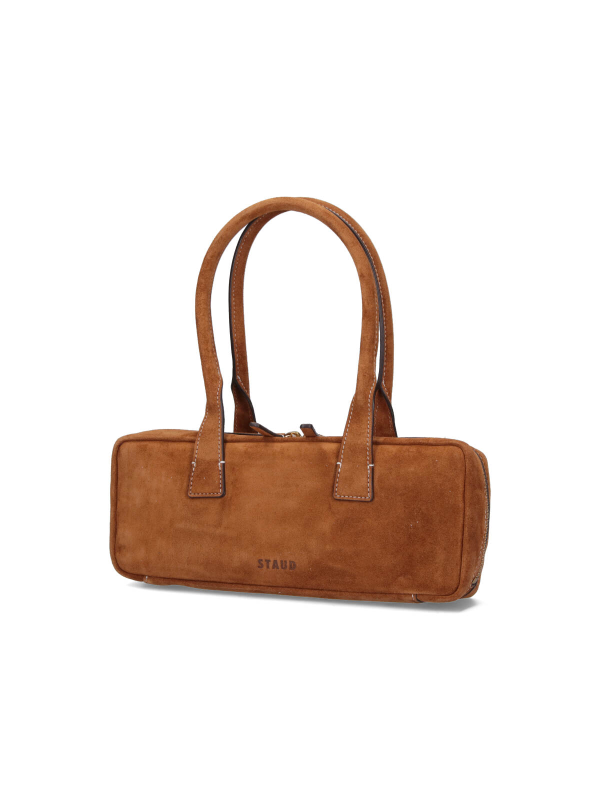 Staud Smooth Leather Shoulder Bag With Double Handles In Brown