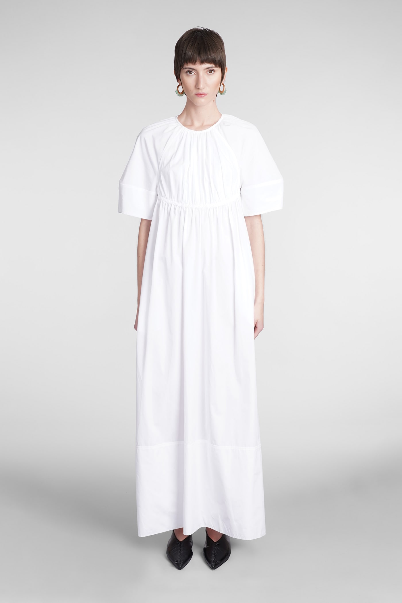 Jil Sander Dress In White Cotton