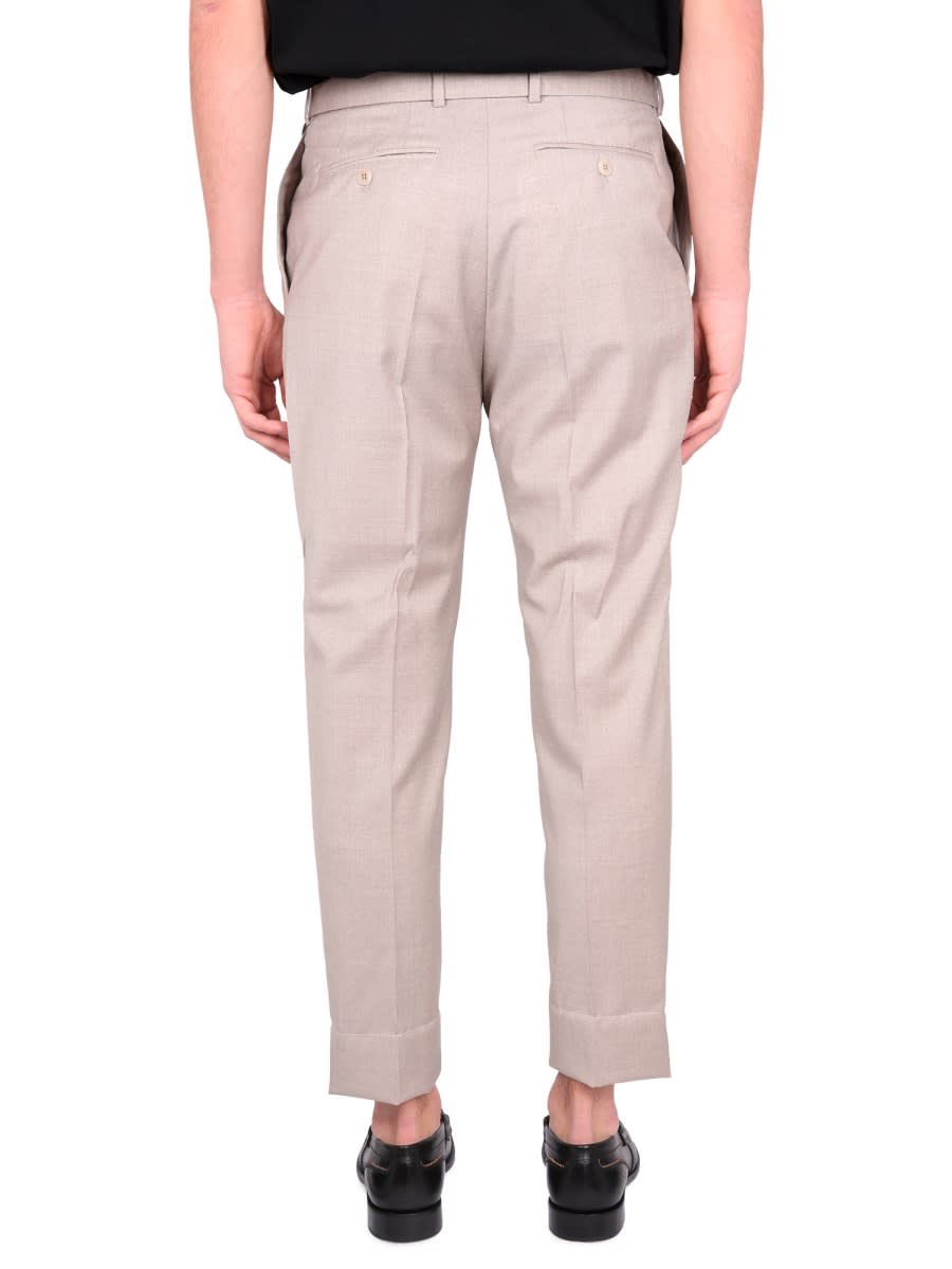 Brioni Cuffed Hem Pleated Front Trousers In Beige