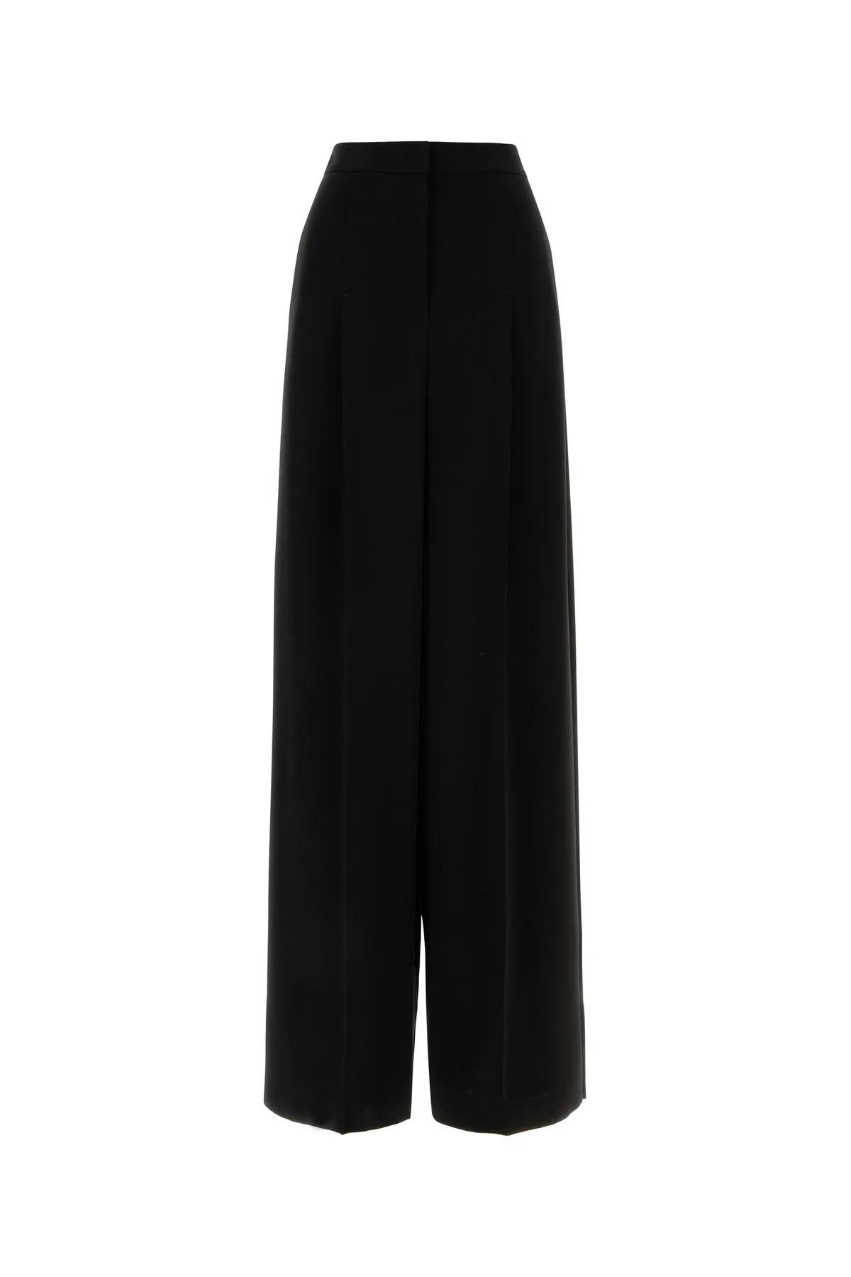 Shop Max Mara Black Cady Lino Wide-leg Pant