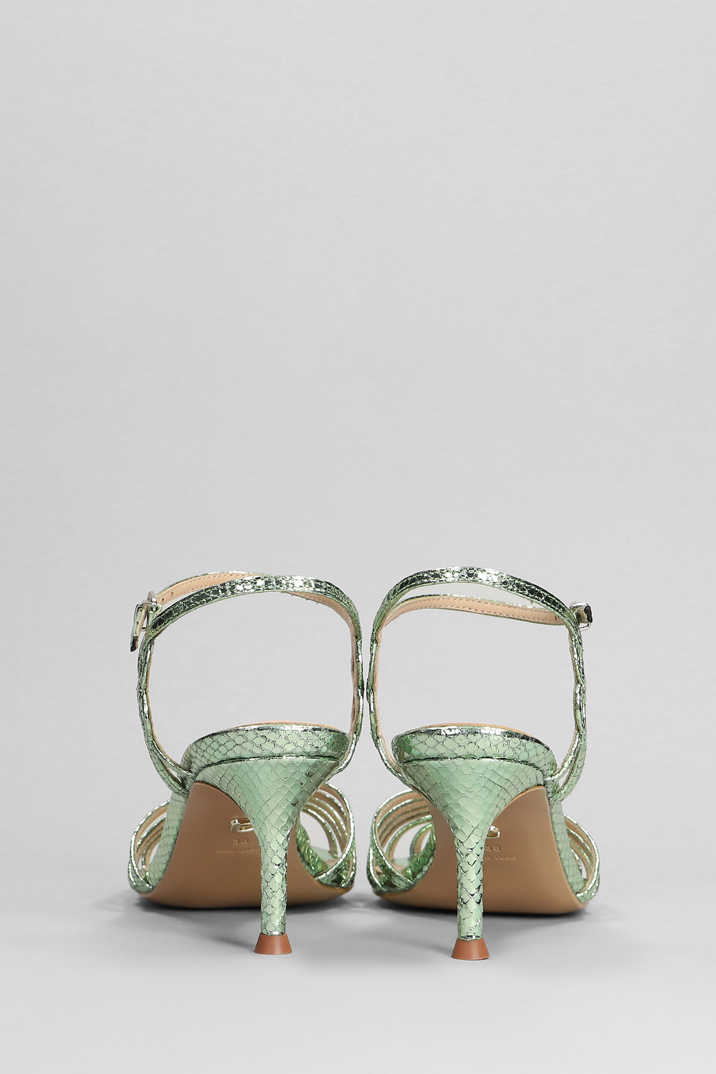 Shop Lola Cruz Tango 65 Sandals In Green Leather