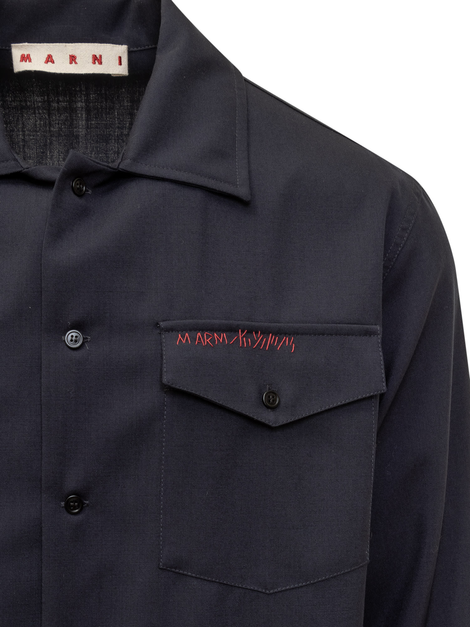 Shop Marni Shirt With Logo In Blublack