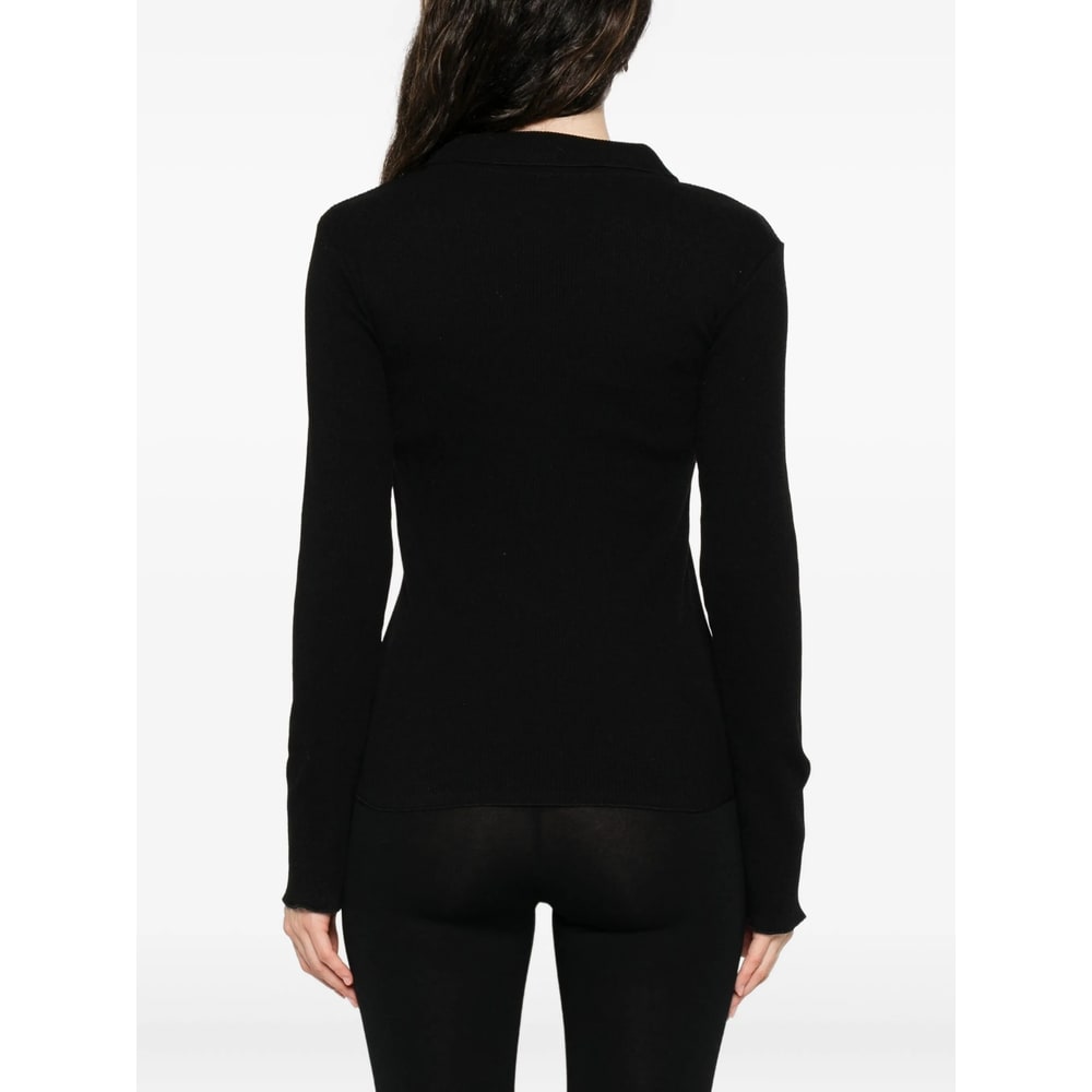 Baserange Button-front Ribbed Cardigan In Black