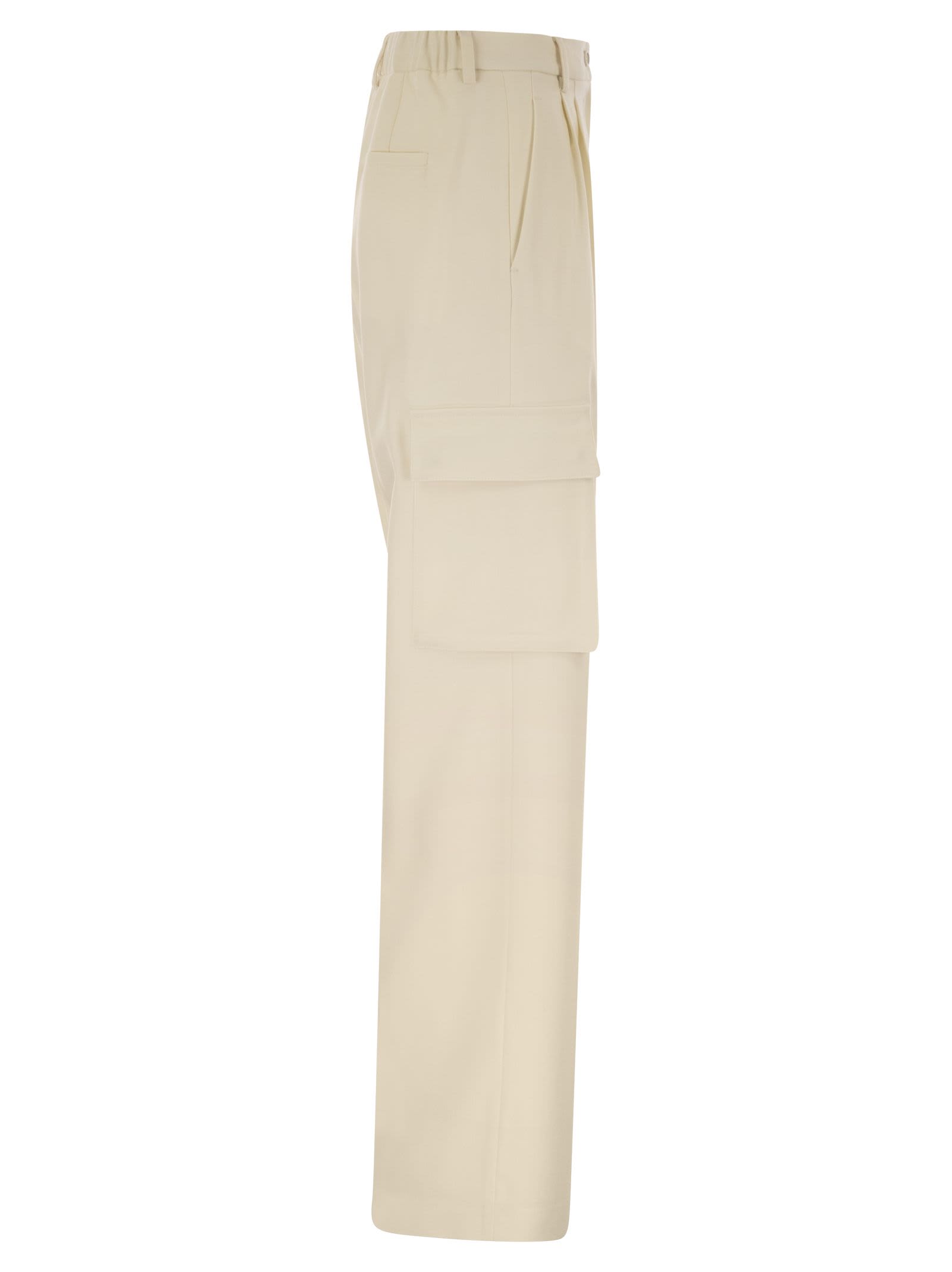 Herno Cargo Trousers In Wool And Viscose Blend In Neutral