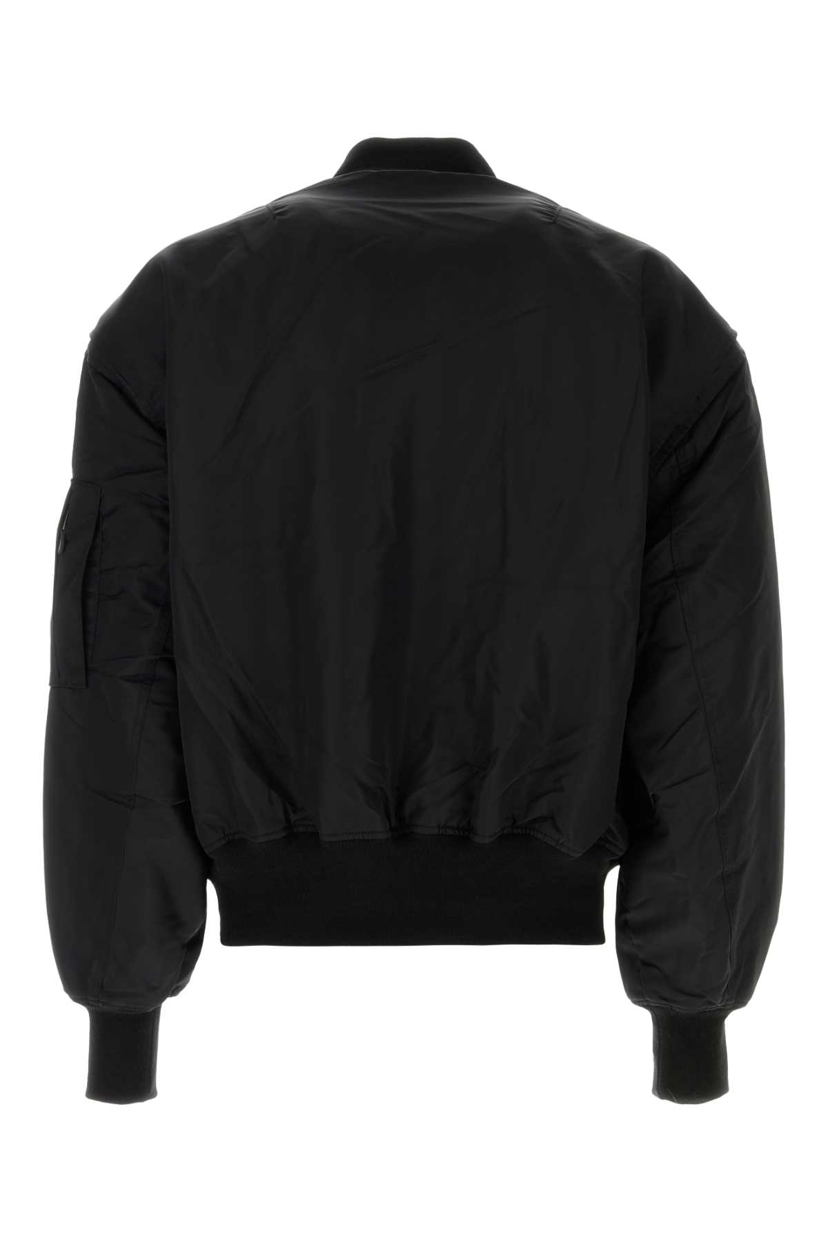 Shop Entire Studios Black Nylon Broad Bomber Jacket In Oil