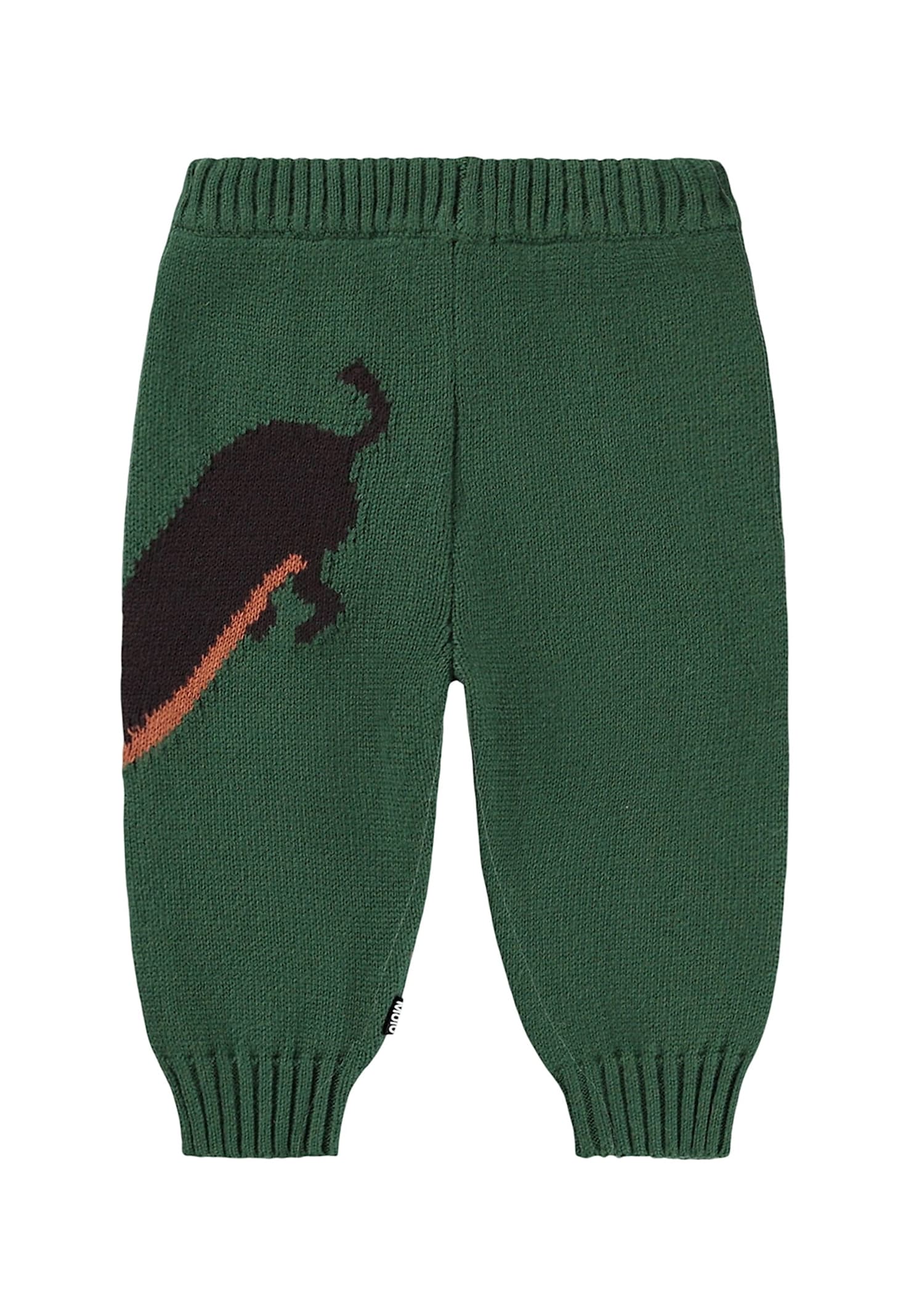 Molo Green Trousers For Babykids With Dog In Green