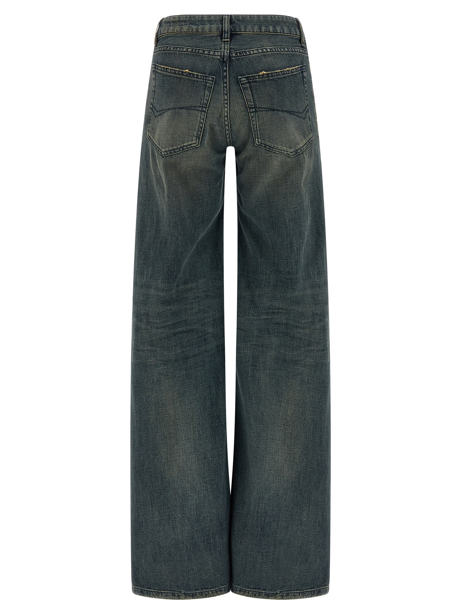 Balenciaga Wide Leg Jeans Featuring Belt Loops In Blue
