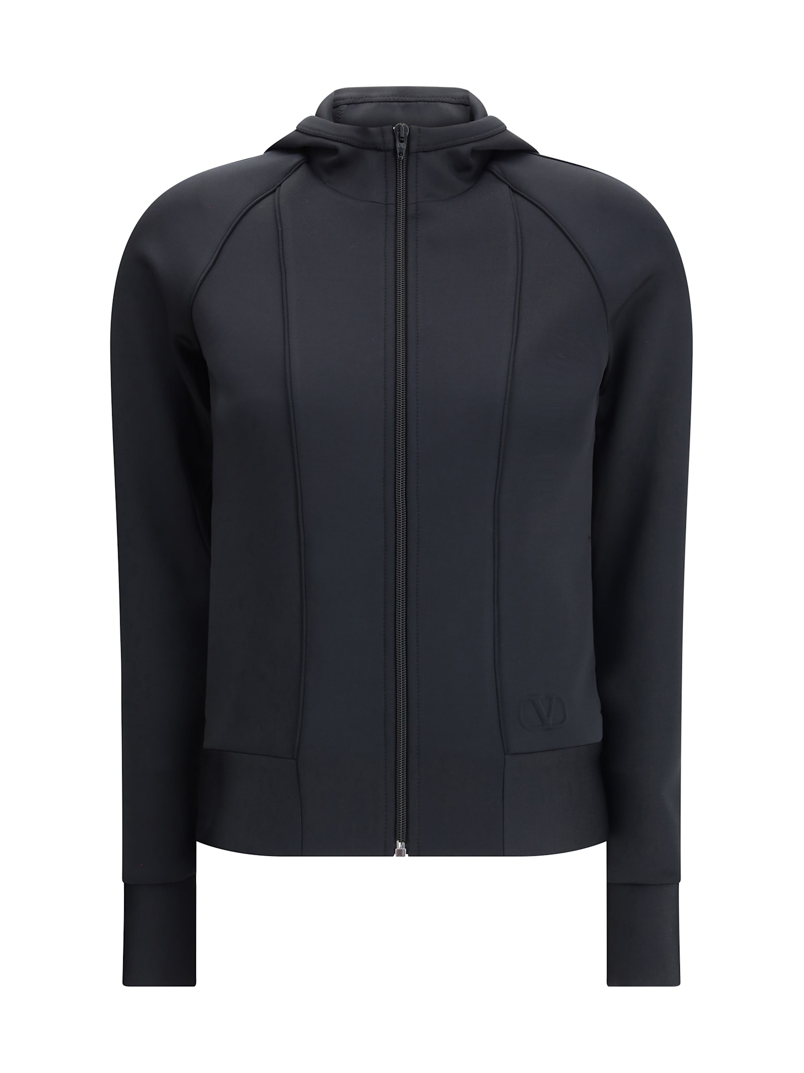Valentino Structured Technical Jersey Sweatshirt In Black