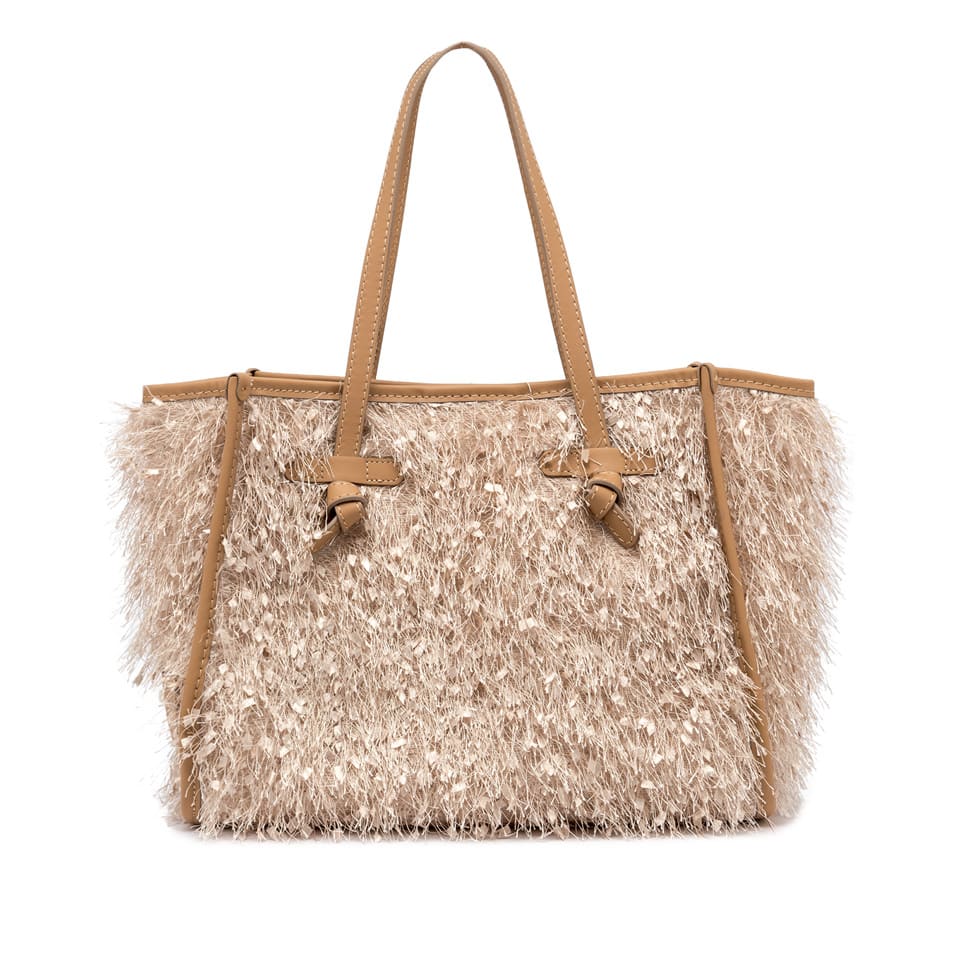 Gianni Chiarini Textured Pink Shopper Bag With Fluffy Exterior In Cipria