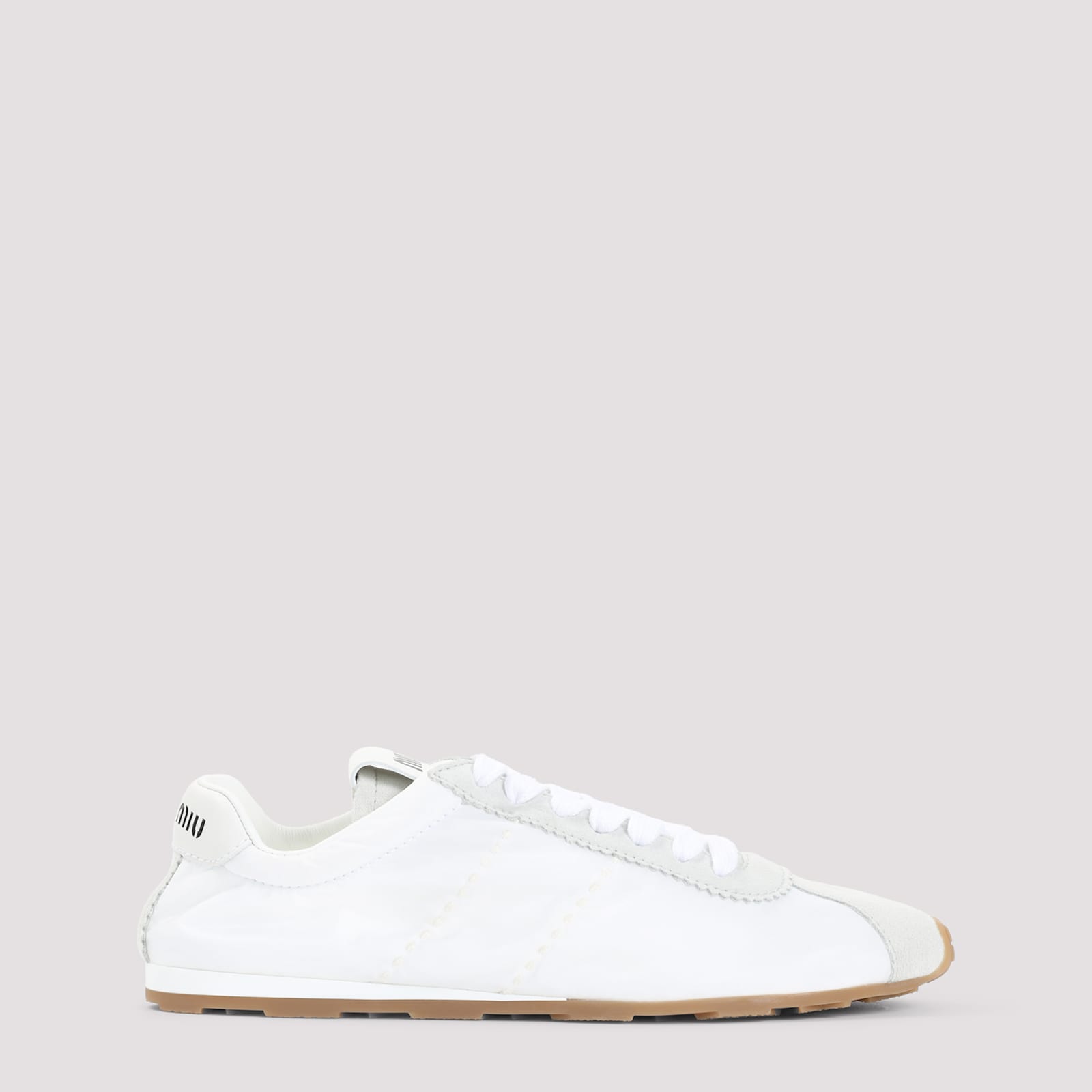 Miu Miu White Leather Low Top Sneakers In Bianco