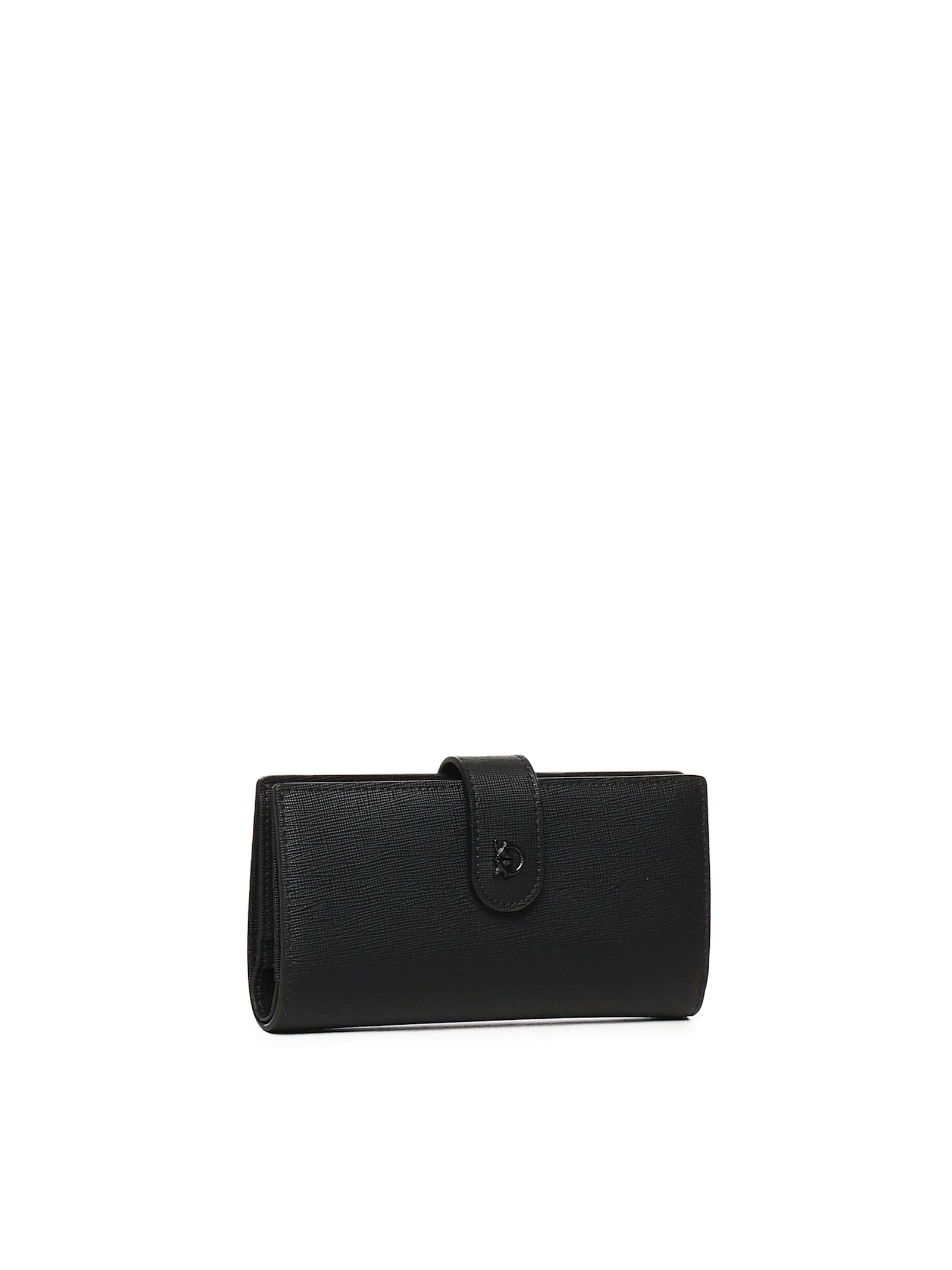 Pinko Saffiano Leather Wallet With Logo In Black