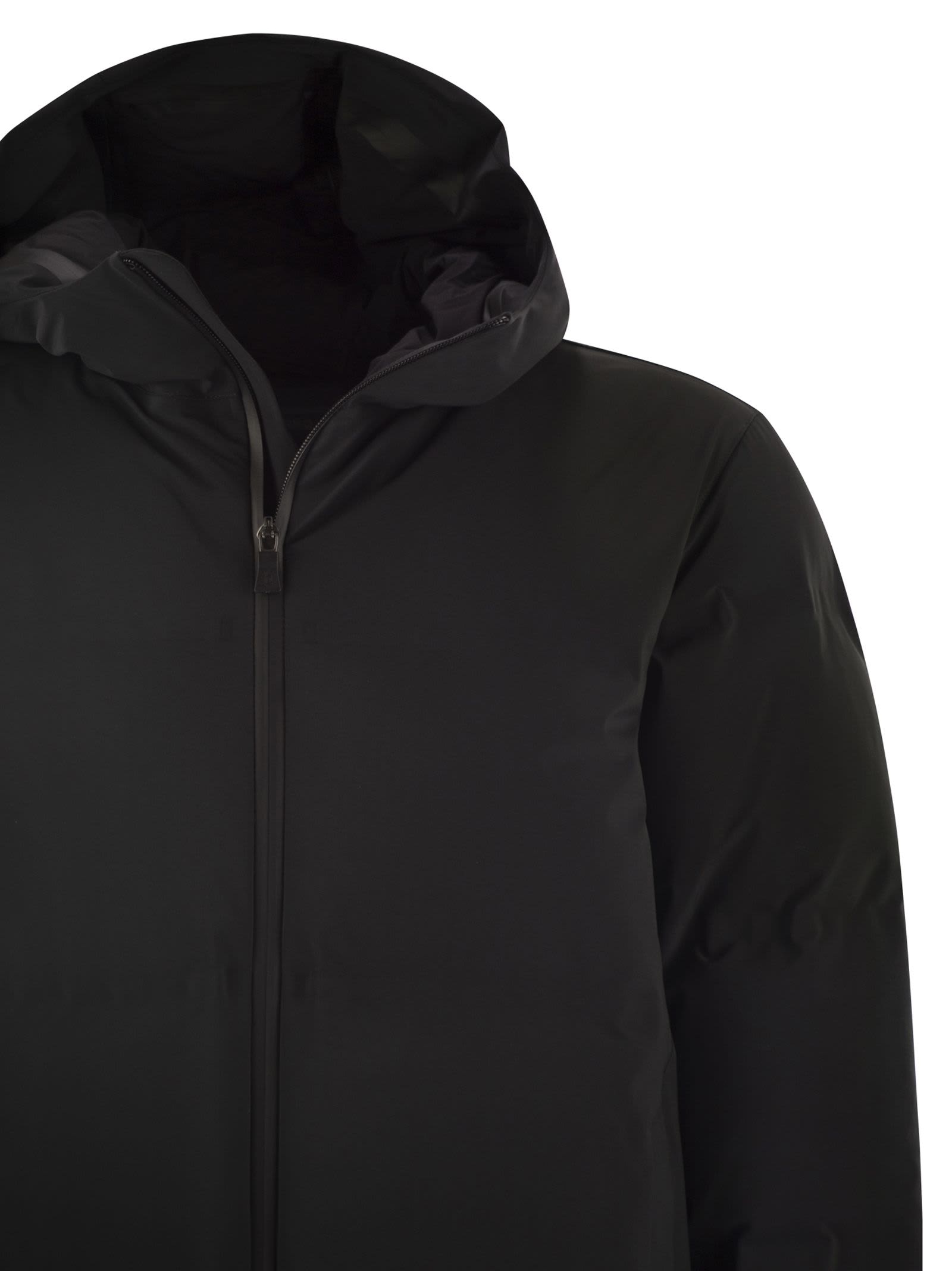 Herno Men New Impact Long Down Jacket With Hood In Black