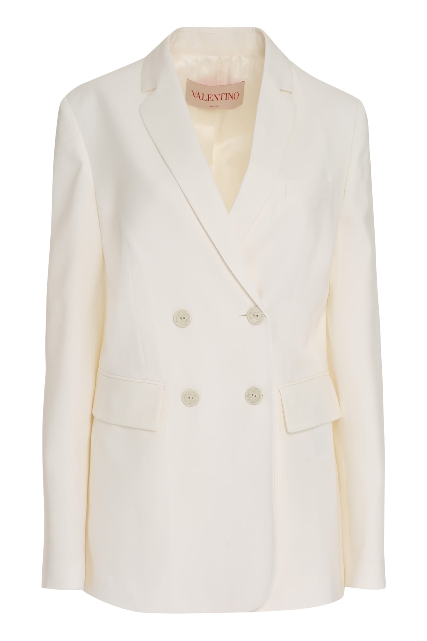 Shop Valentino Double-breasted Wool Blazer In Ivory