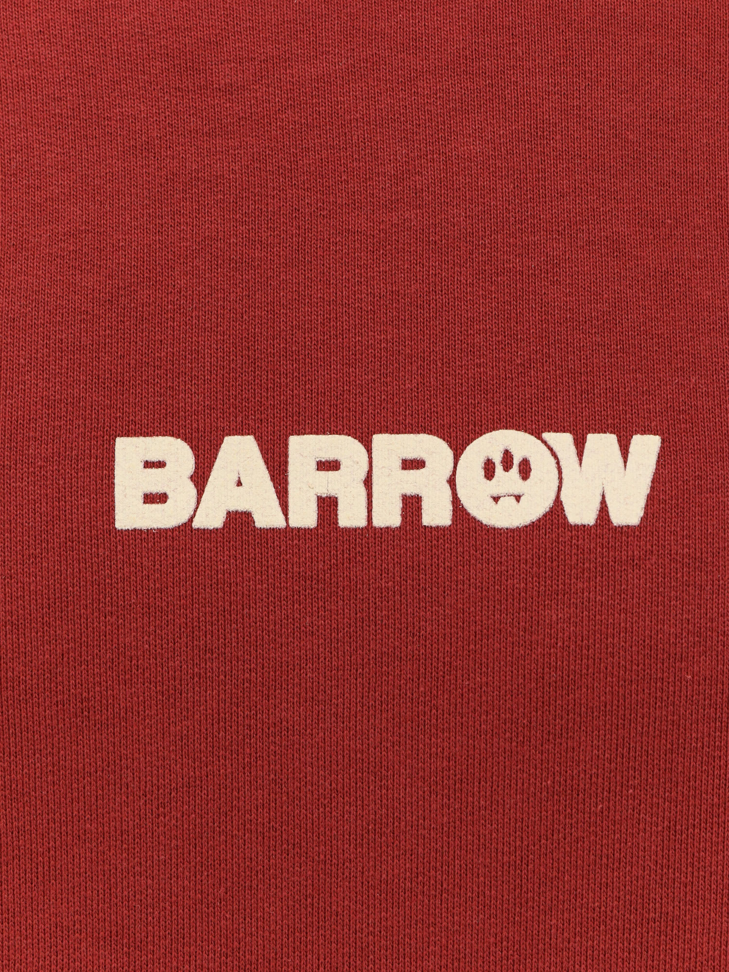 Barrow Cotton Sweatshirt With Hood And Graphic Back In Burgundy