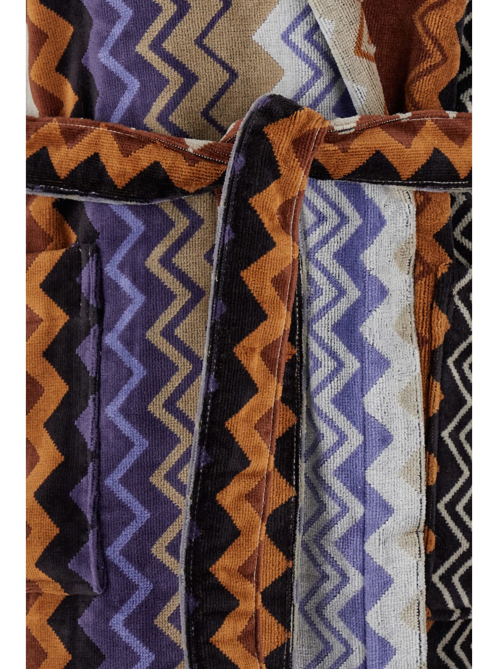 Missoni Zigzag-print Belted Hooded Bathrobe In Multicolor